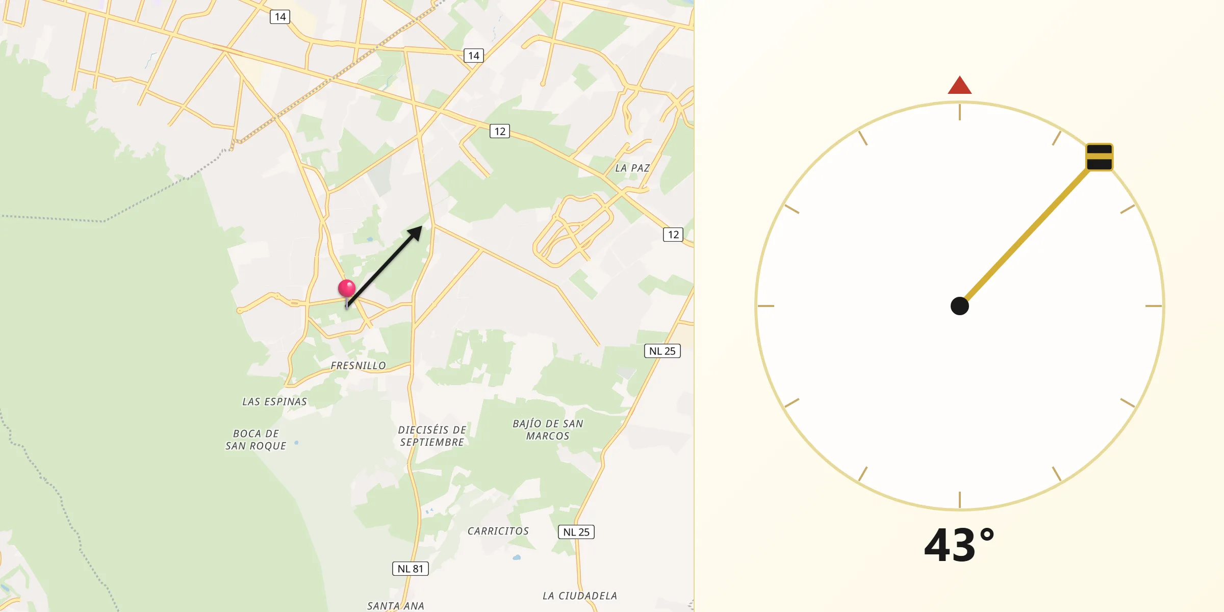 Dirección de la Qibla desde La Maestranza