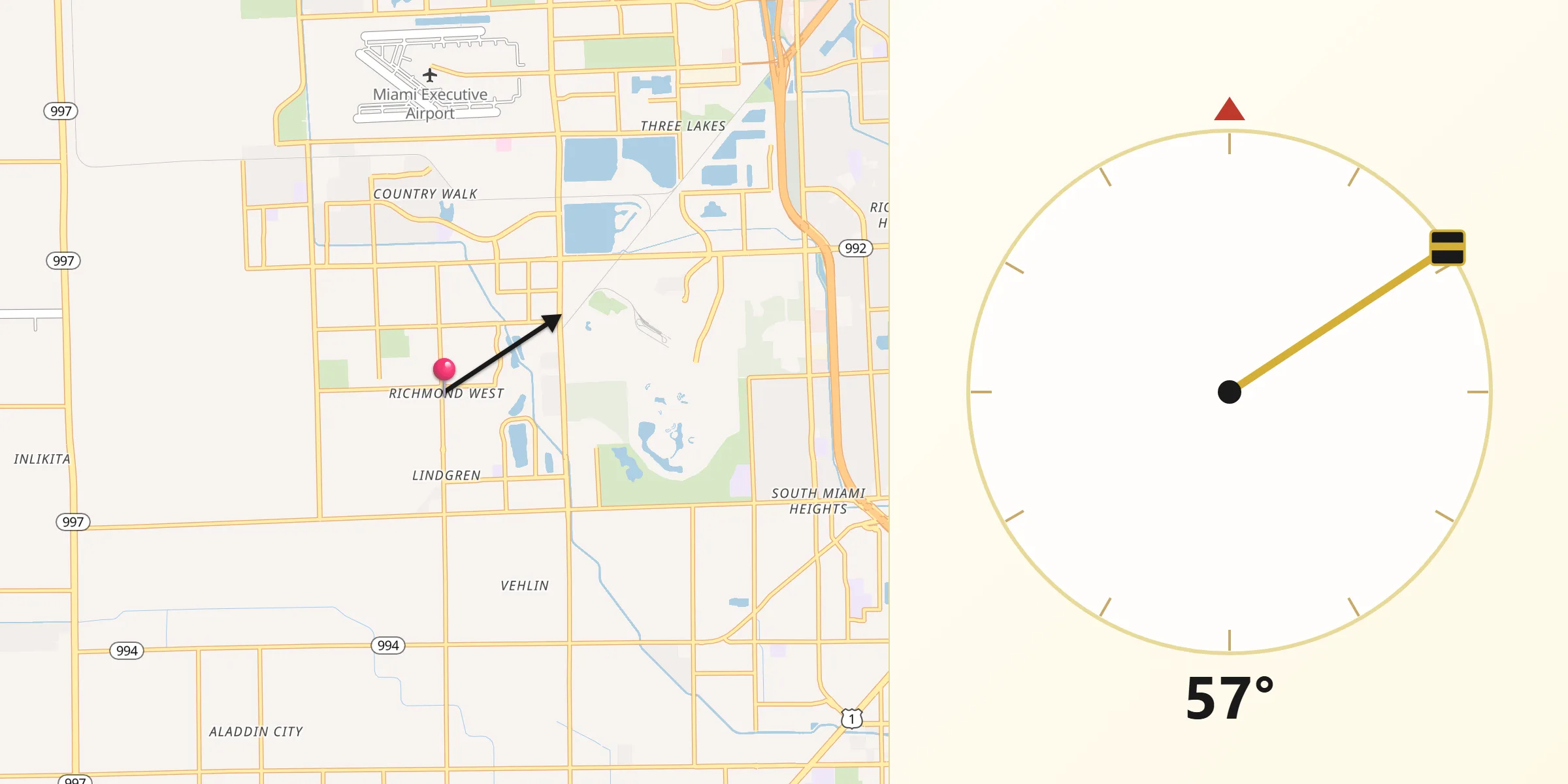 Qibla Direction from Richmond West