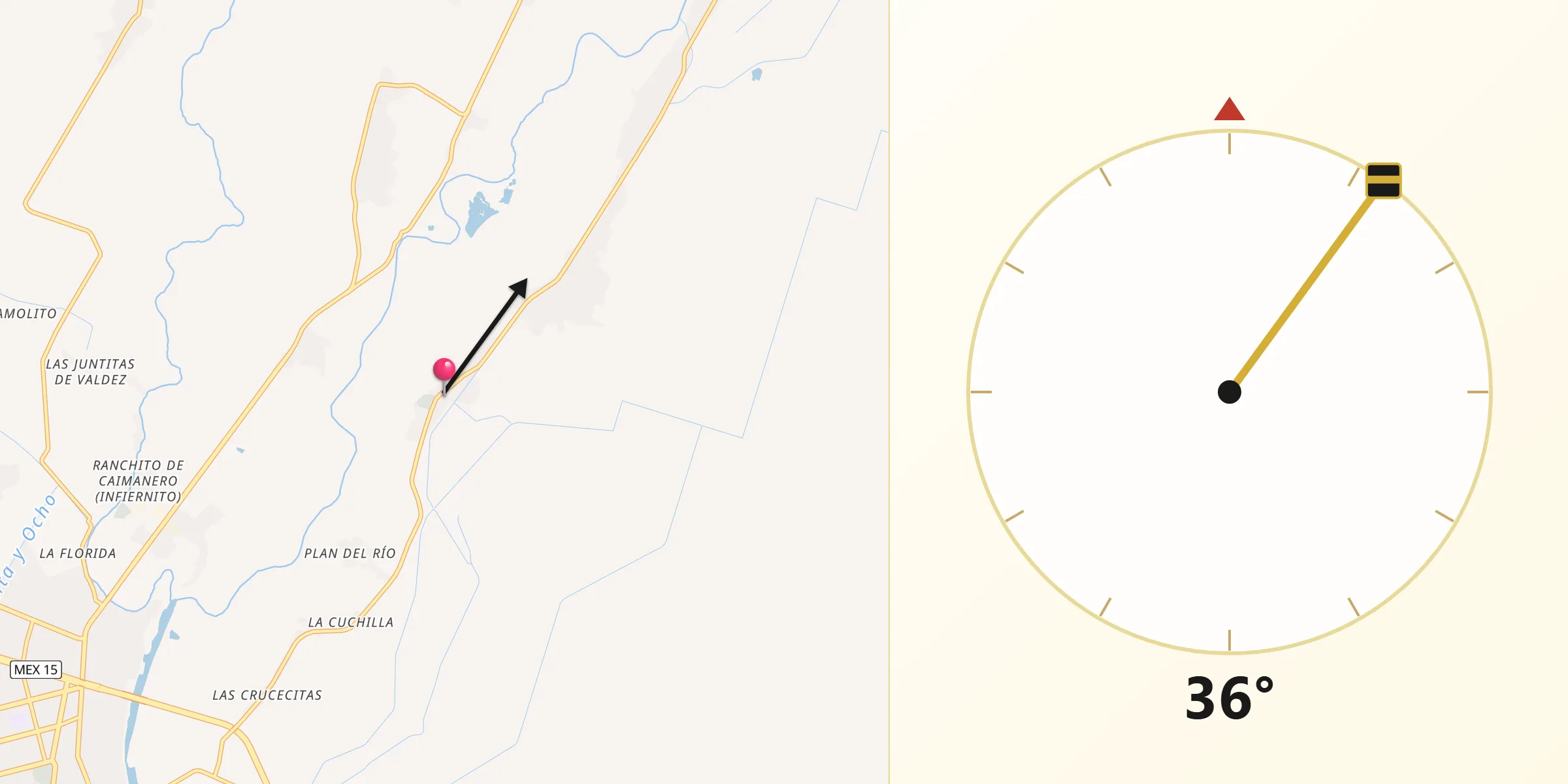 Dirección de la Qibla desde Pueblo Viejo