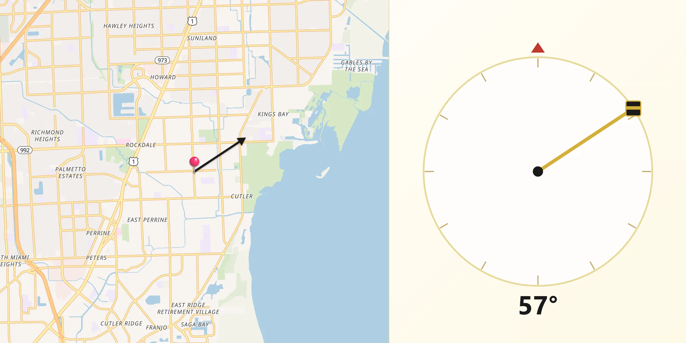 Qibla Direction from Palmetto Bay