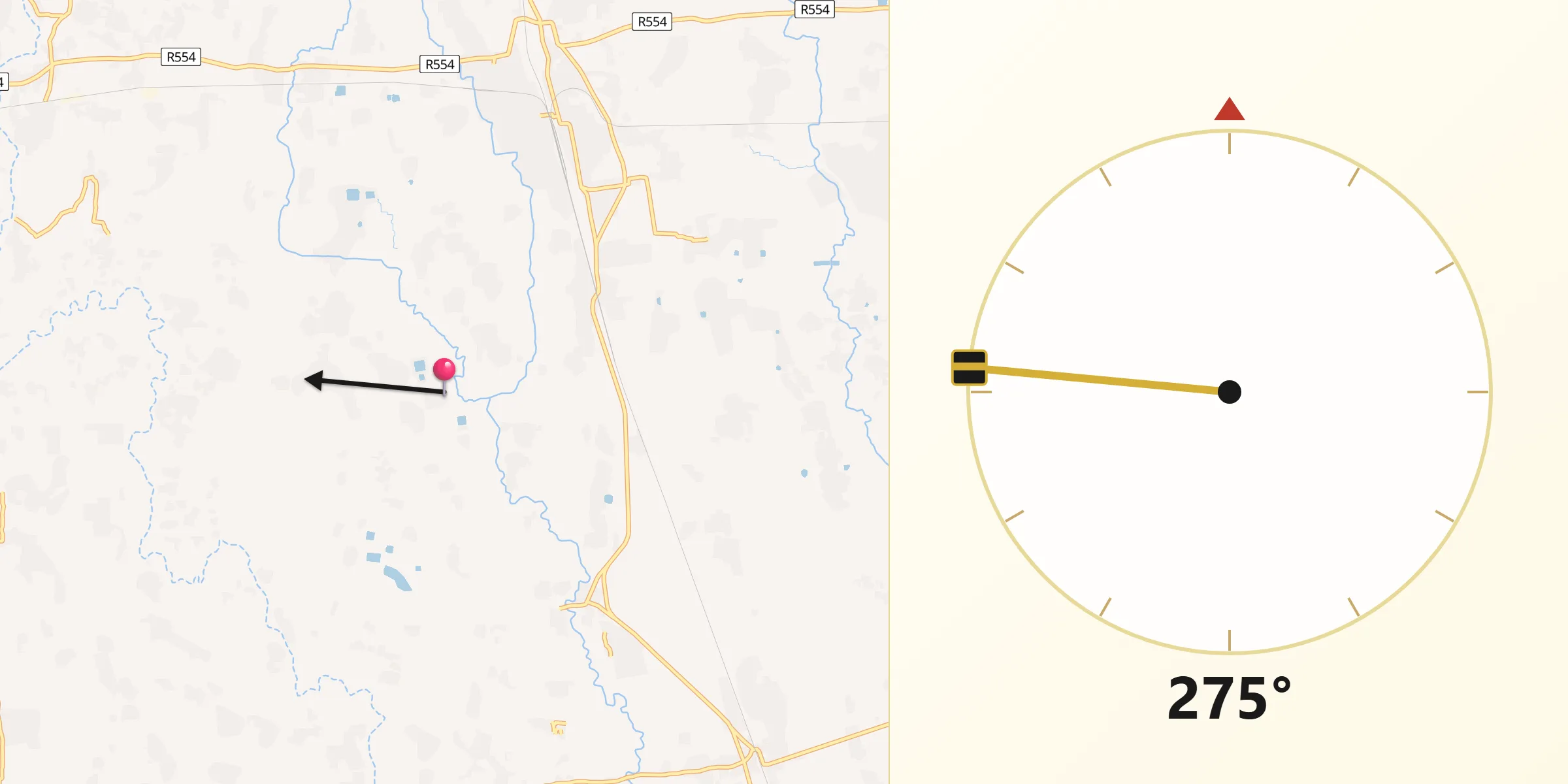 Qibla Direction from Rangpur City