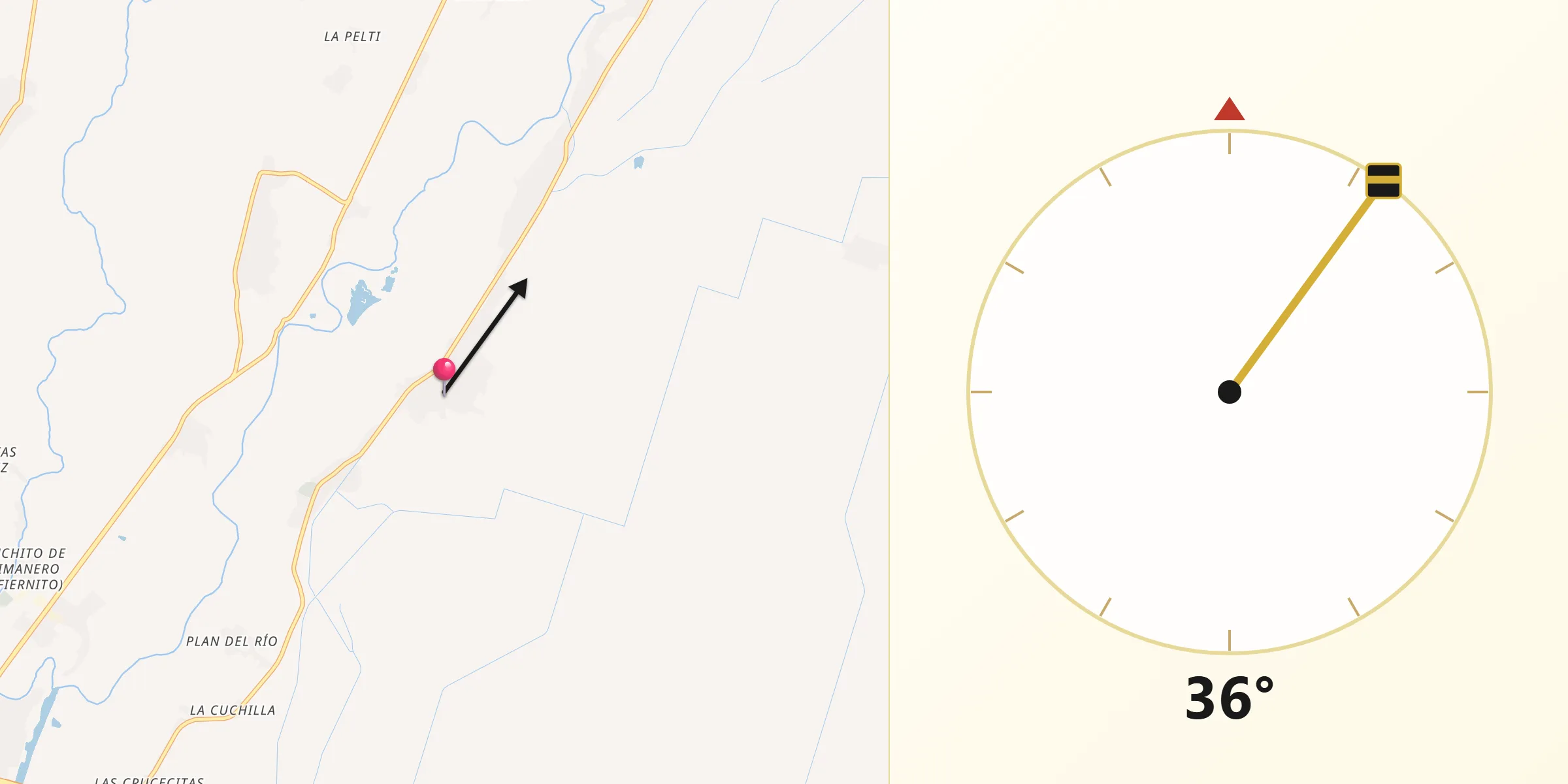 Dirección de la Qibla desde El Nio