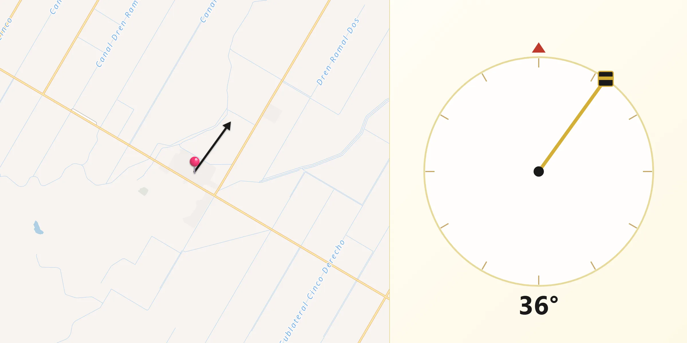 Dirección de la Qibla desde Corerepe