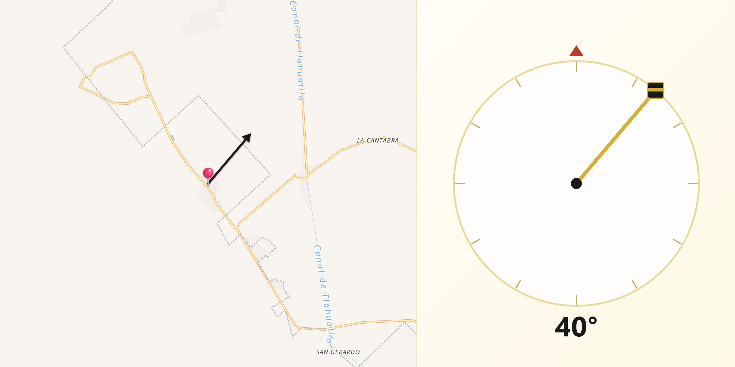 Dirección de la Qibla desde La Luz