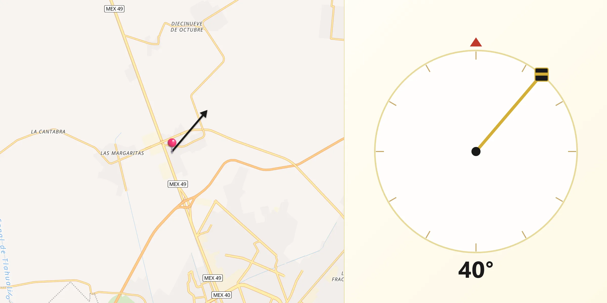 Dirección de la Qibla desde El Vergel