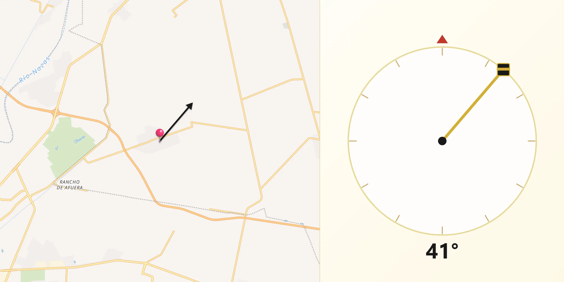 Dirección de la Qibla desde El Cambio