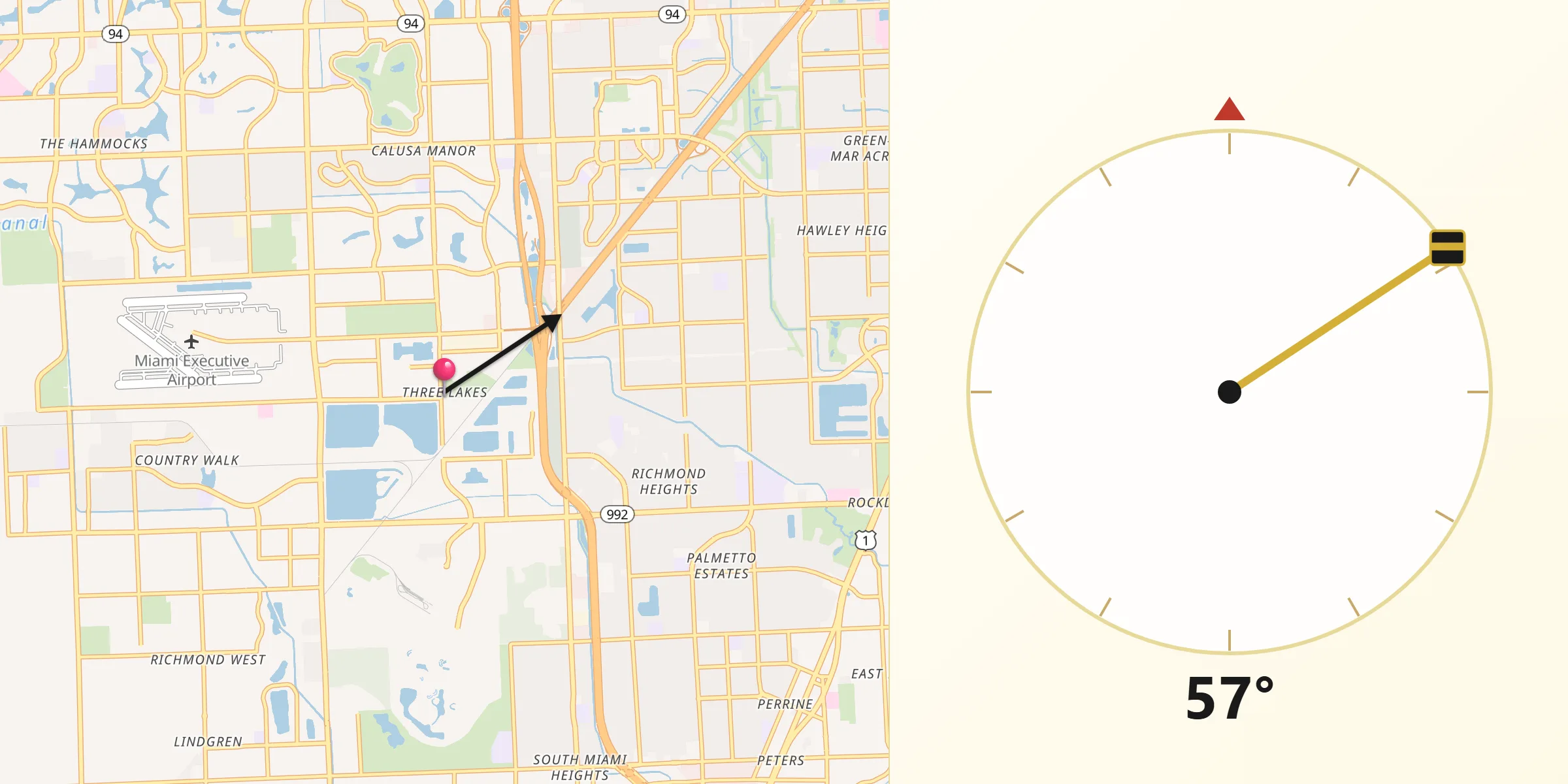 Qibla Direction from Three Lakes