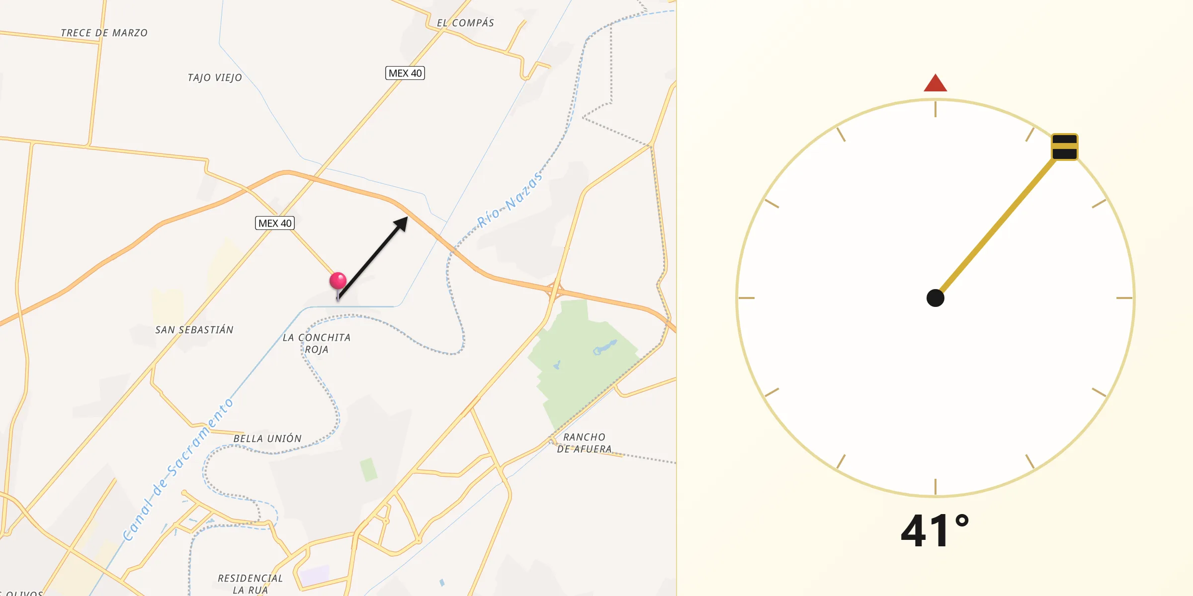 Dirección de la Qibla desde San José de Viñedo