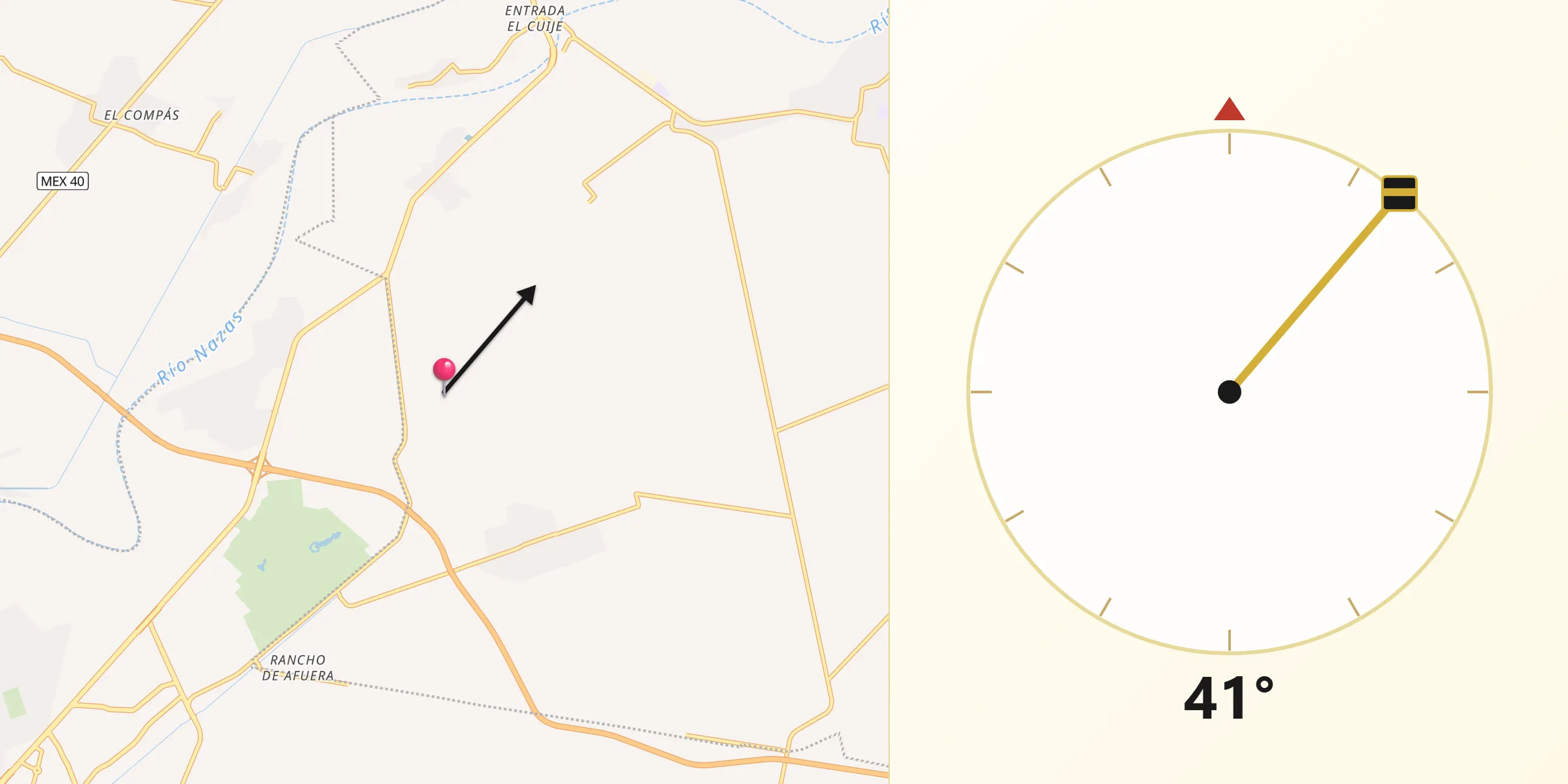 Dirección de la Qibla desde Maravillas