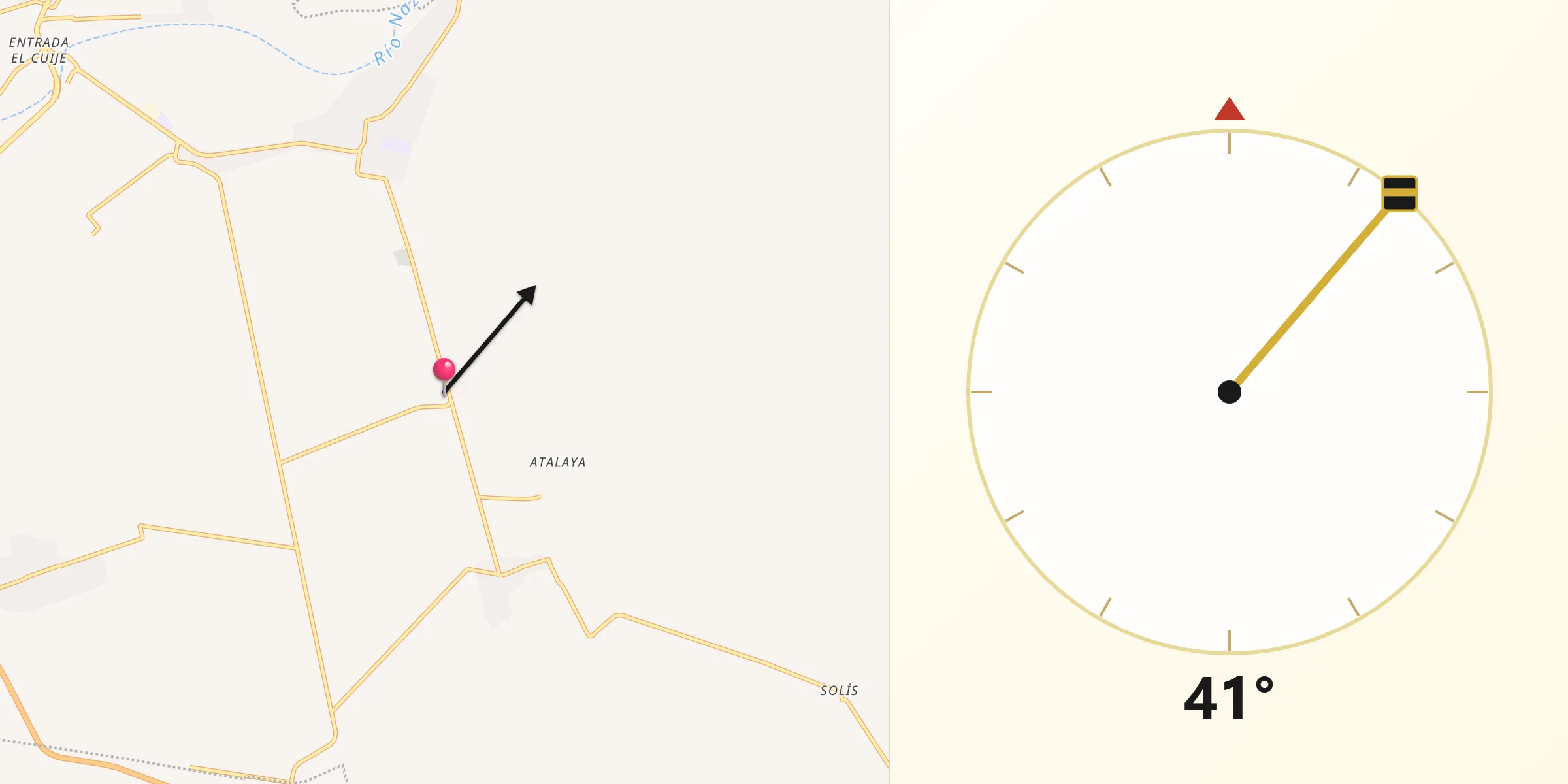 Dirección de la Qibla desde Solima