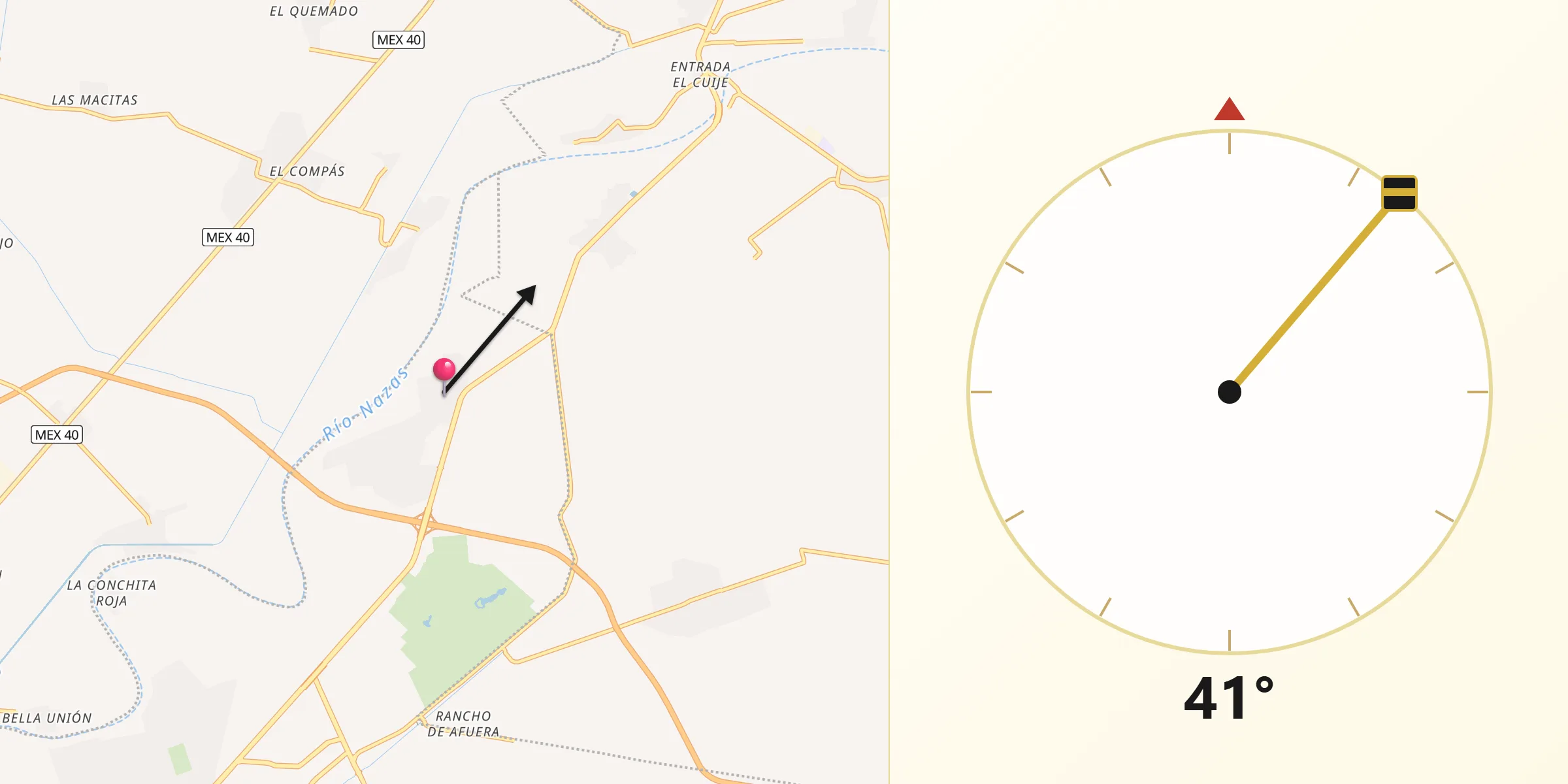 Dirección de la Qibla desde Albia