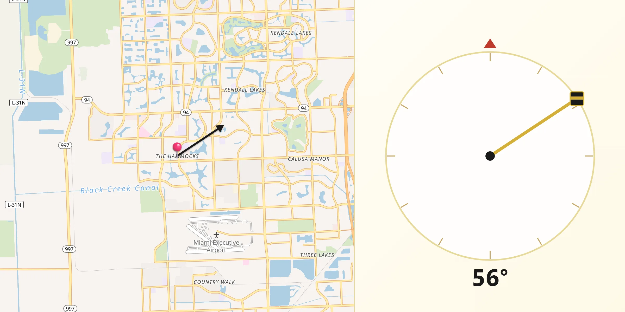 Qibla Direction from The Hammocks