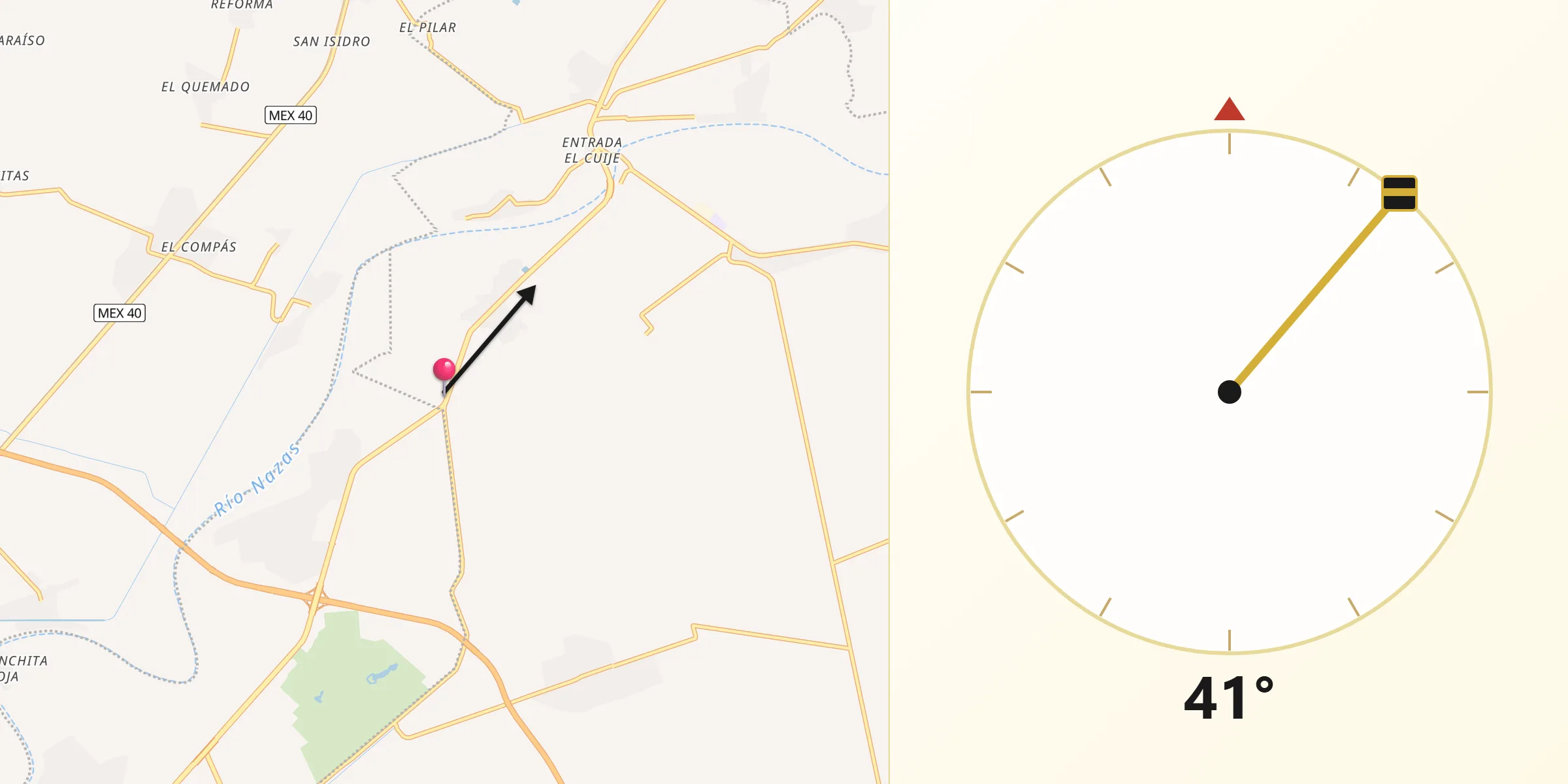Dirección de la Qibla desde Escuadrón Doscientos Uno