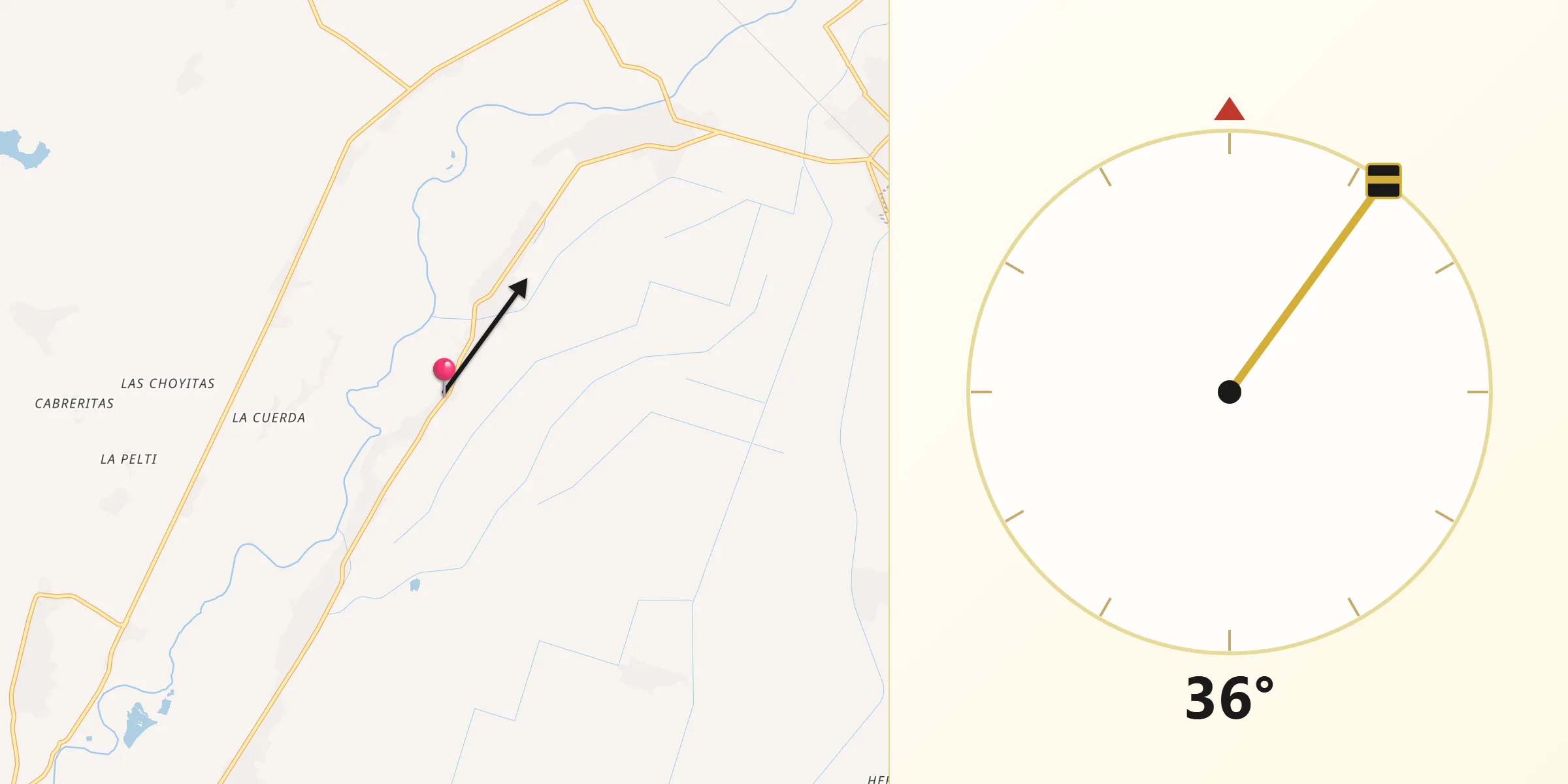Dirección de la Qibla desde Cruz Blanca