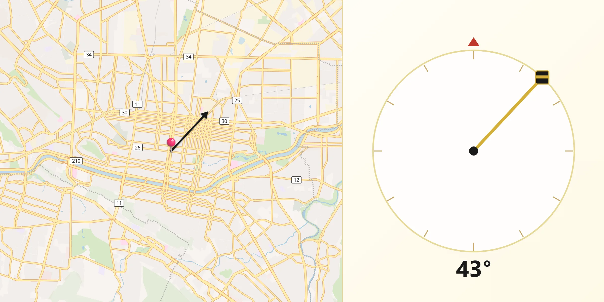 Dirección de la Qibla desde Monterrey