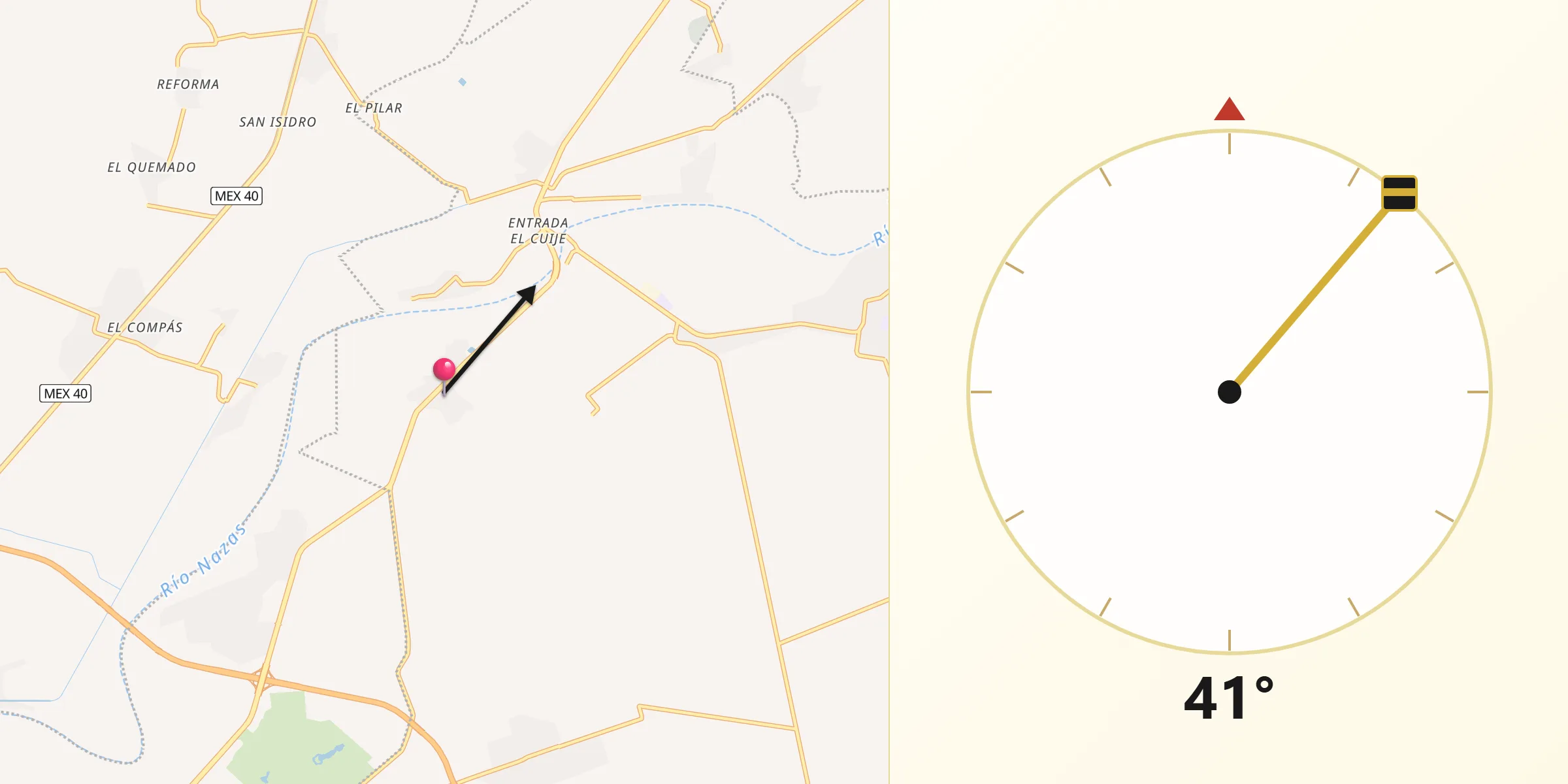 Dirección de la Qibla desde Hormiguero