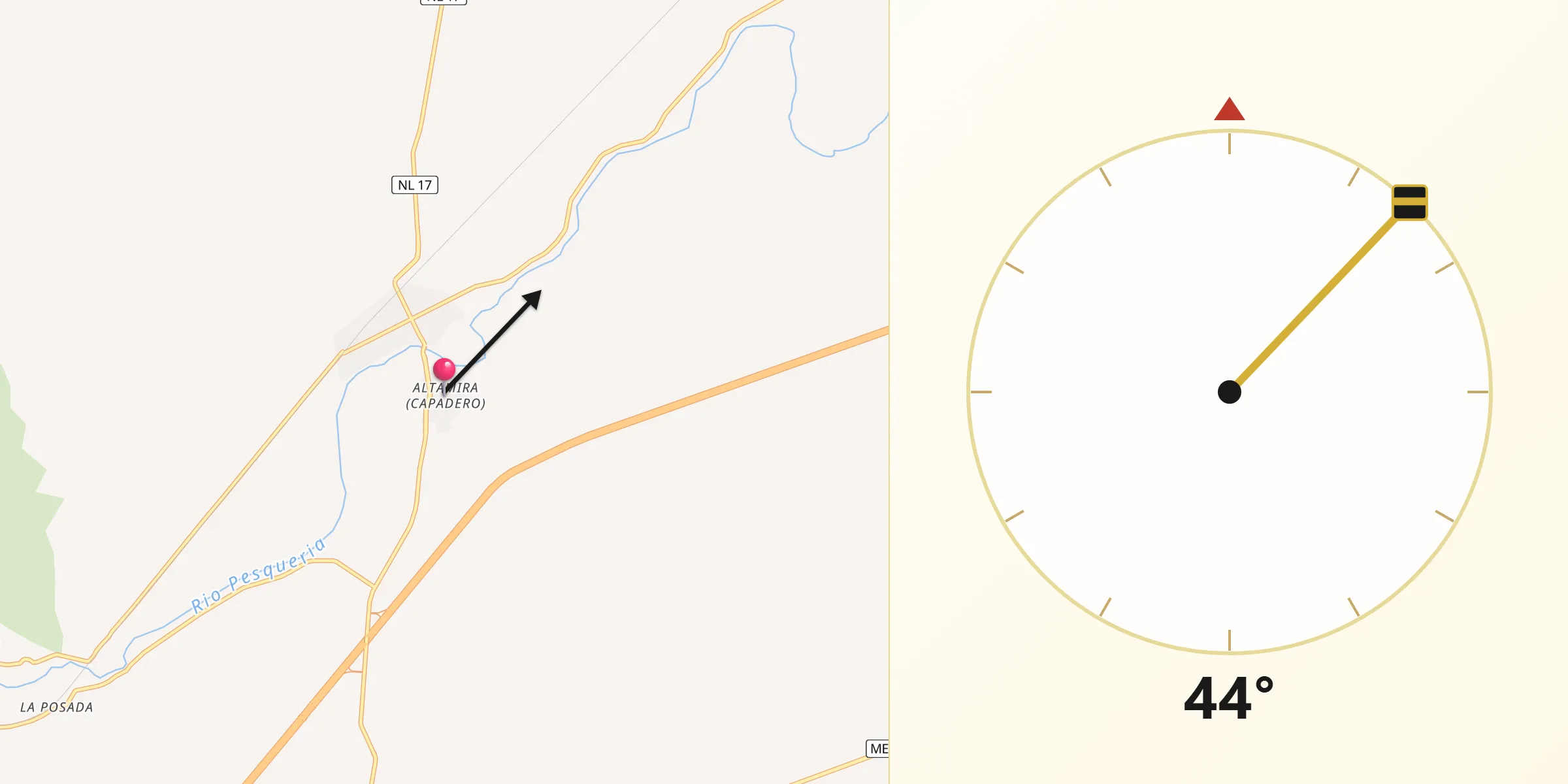 Dirección de la Qibla desde Altamira