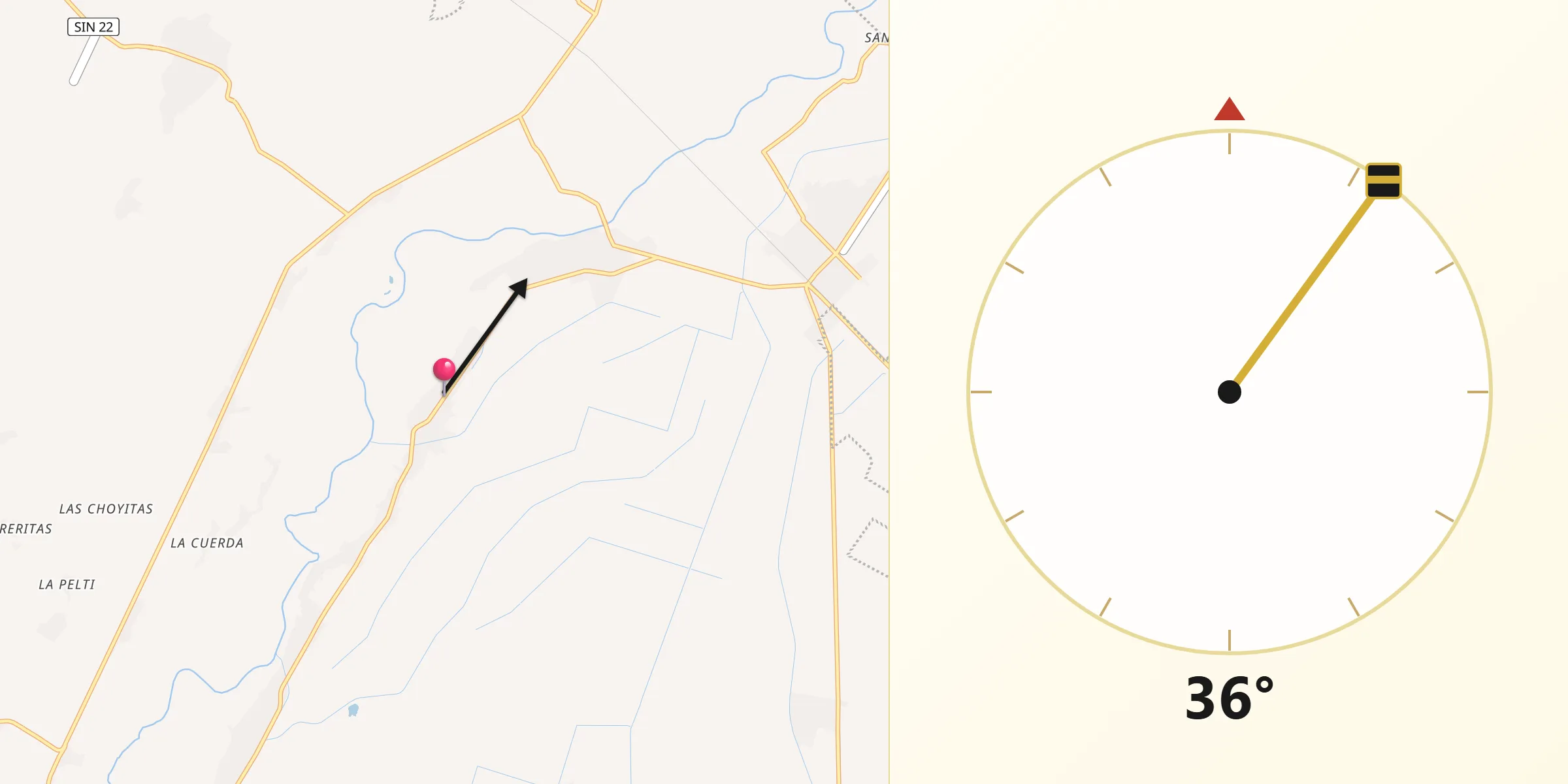 Dirección de la Qibla desde Orba (Infiernito)