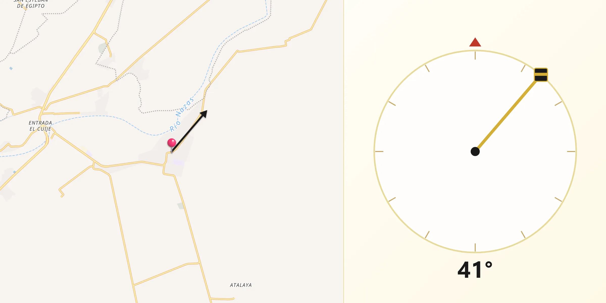 Dirección de la Qibla desde Coyote