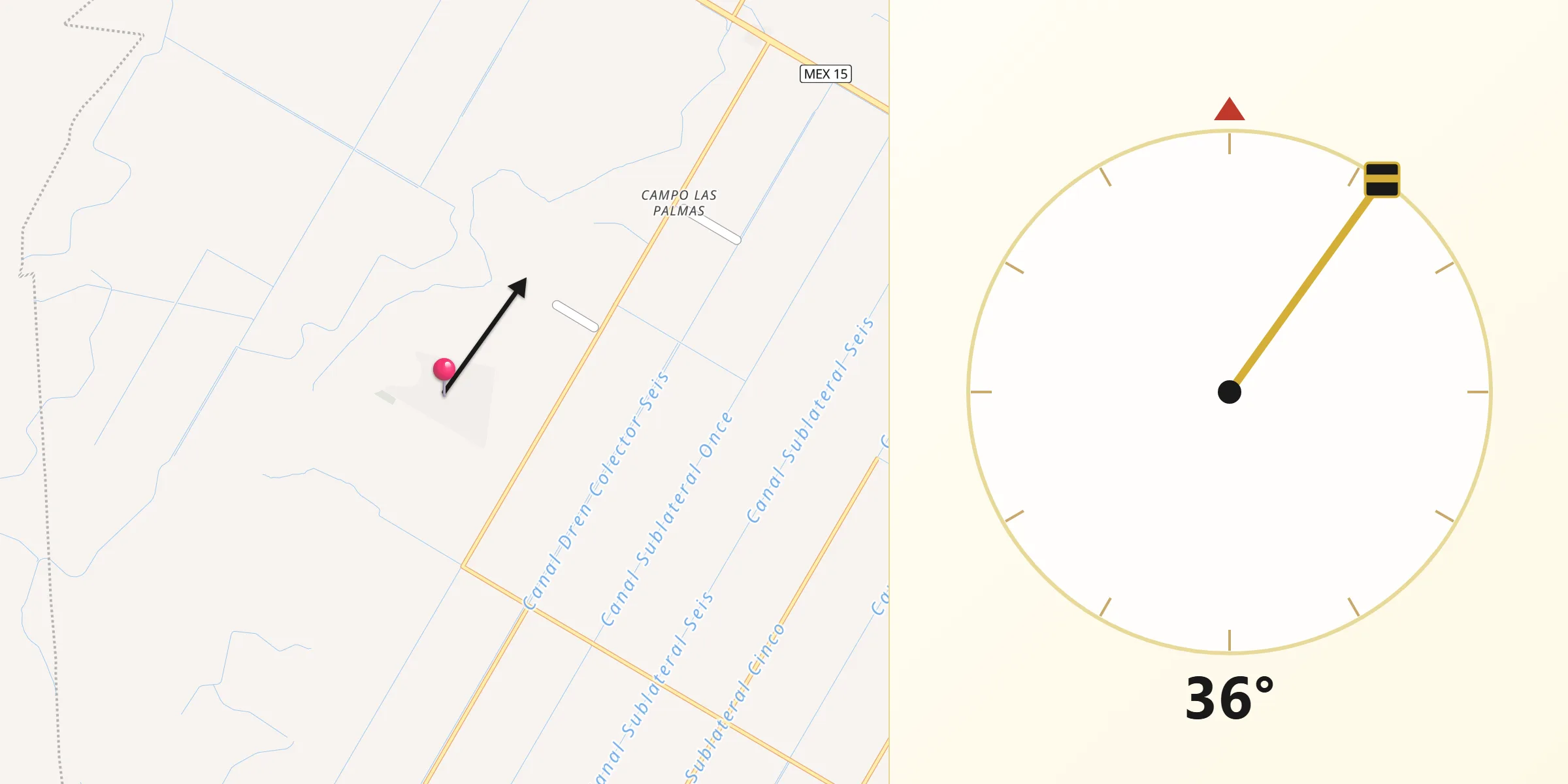 Dirección de la Qibla desde Bachoco