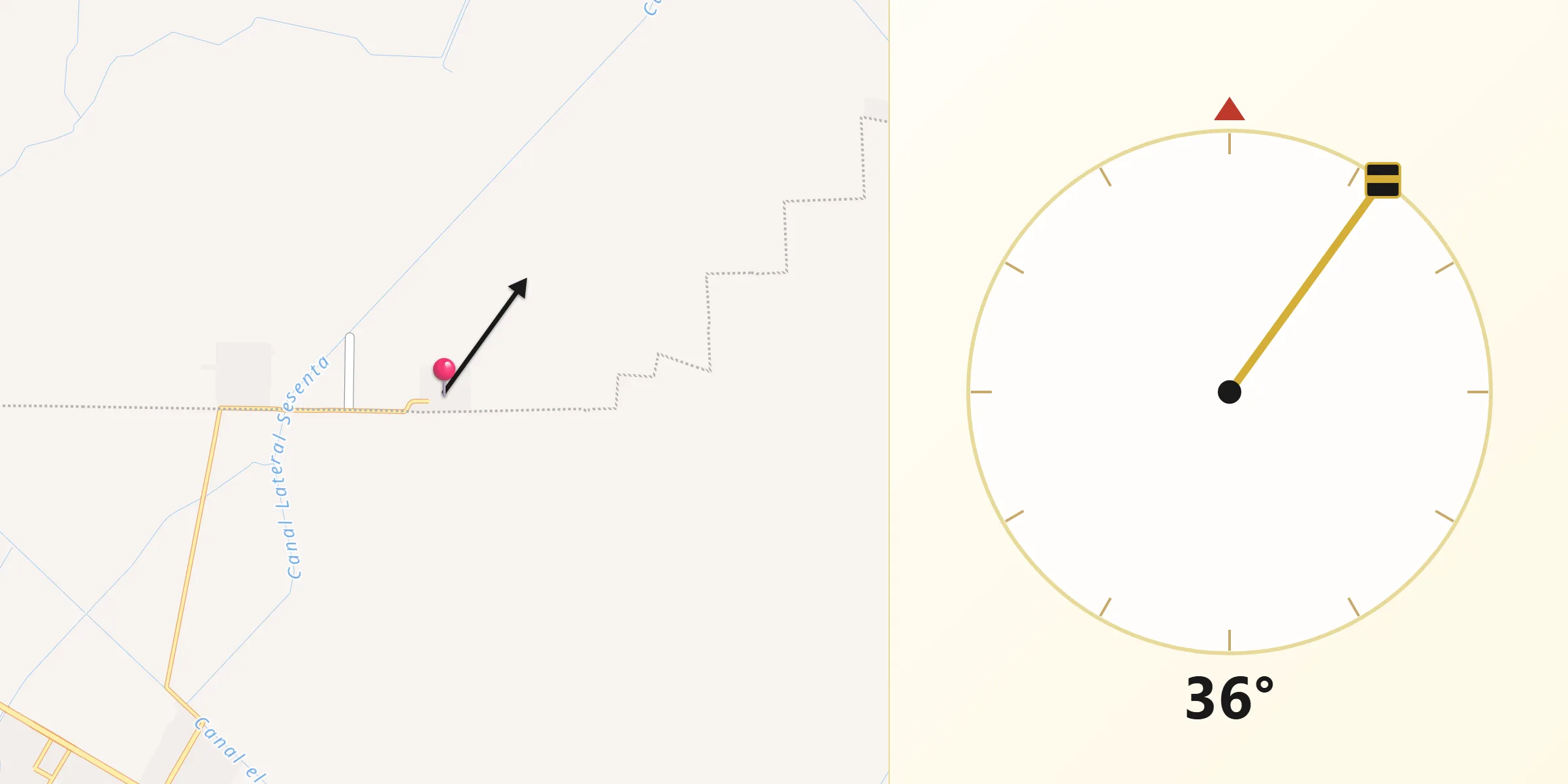 Dirección de la Qibla desde La Presita