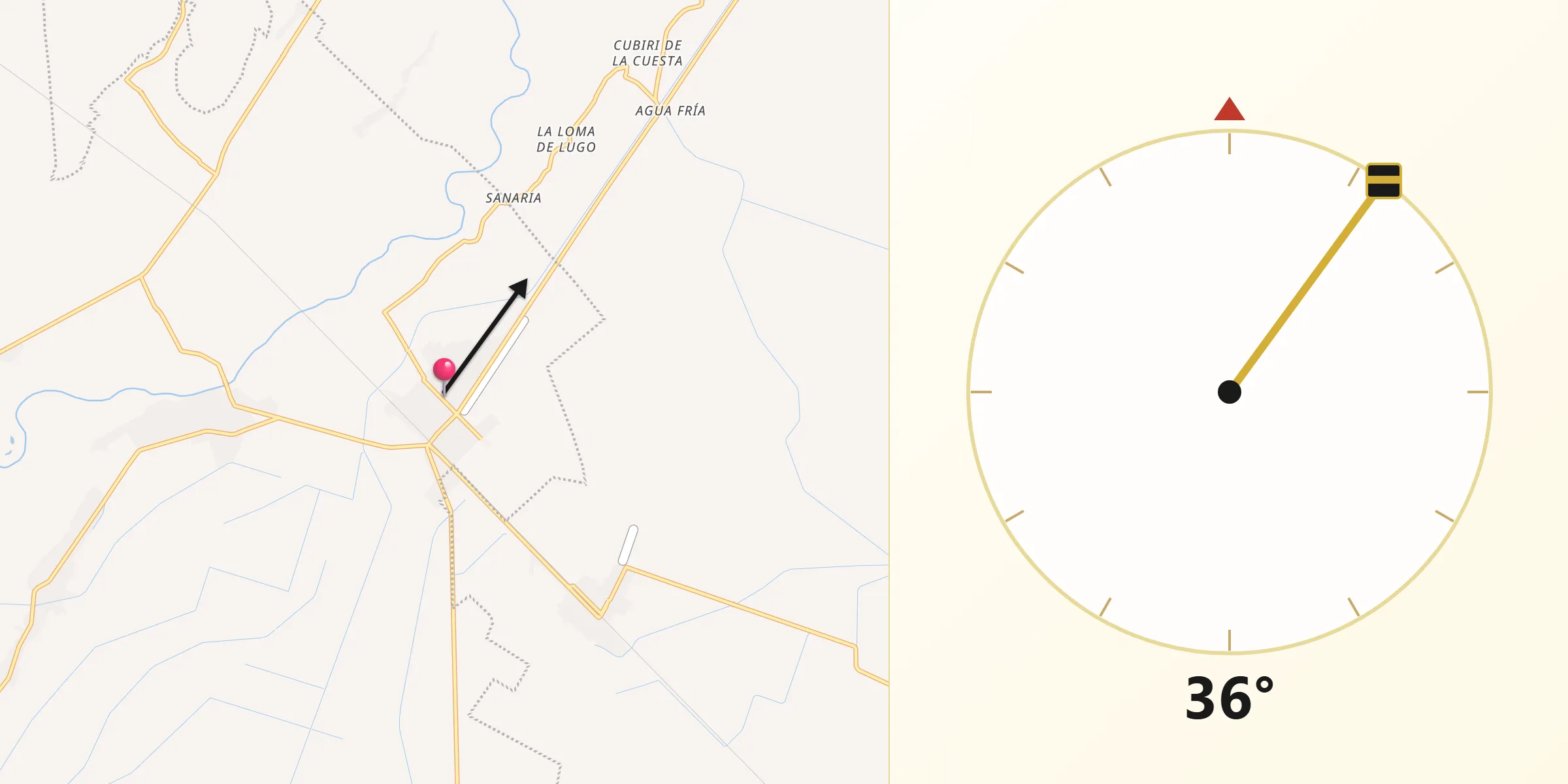 Dirección de la Qibla desde Estacion Bamoa