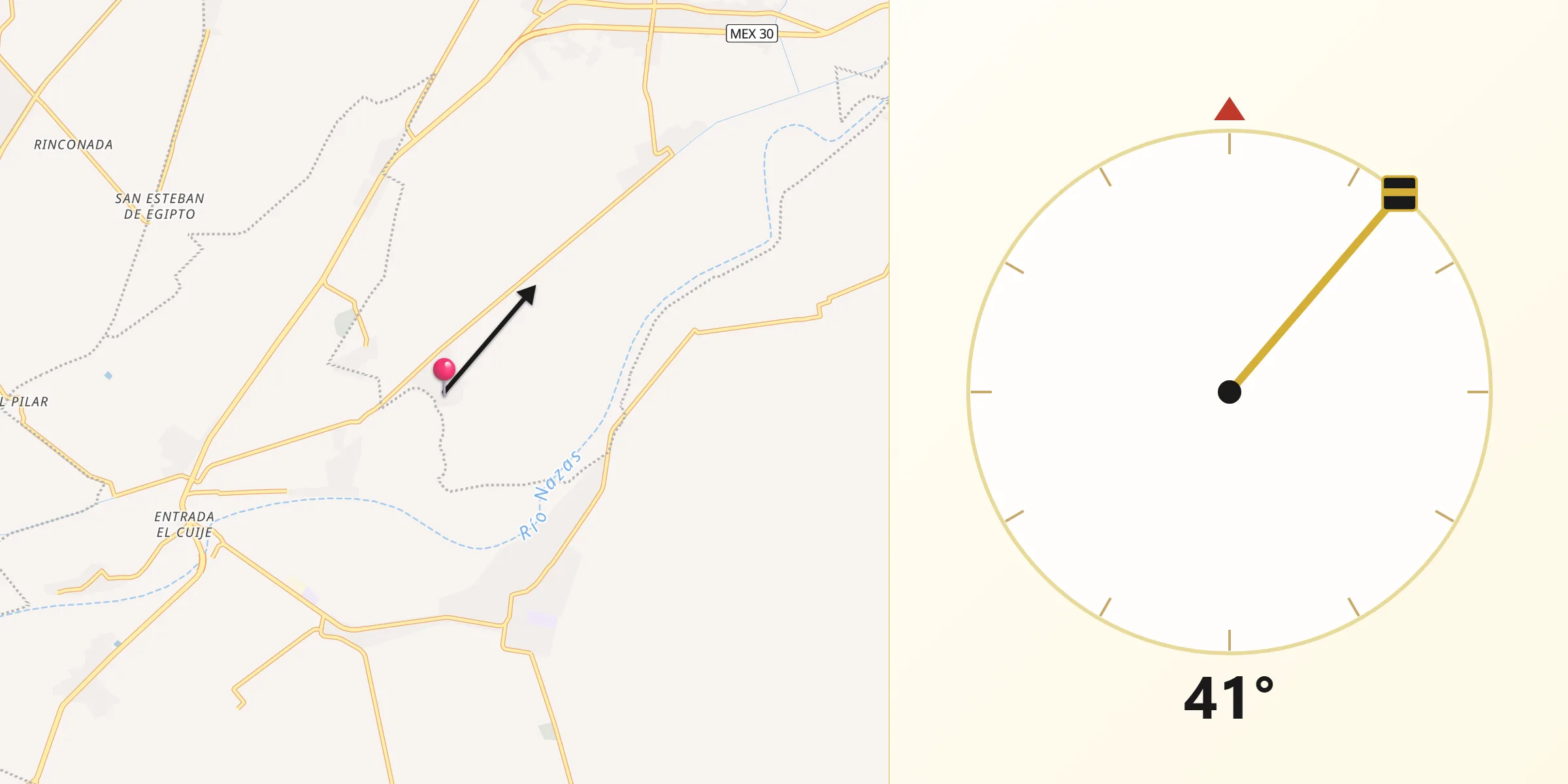 Dirección de la Qibla desde Nuevo León