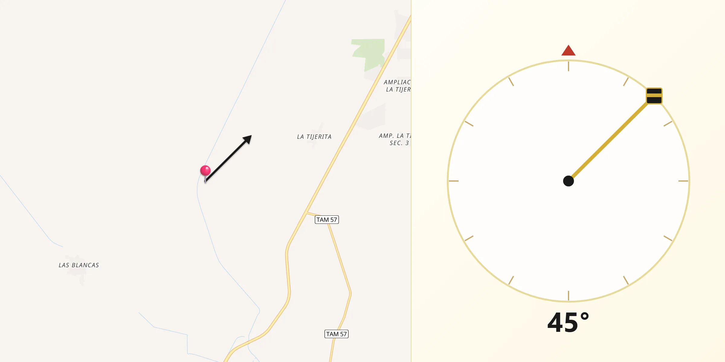 Dirección de la Qibla desde Heroica Matamoros