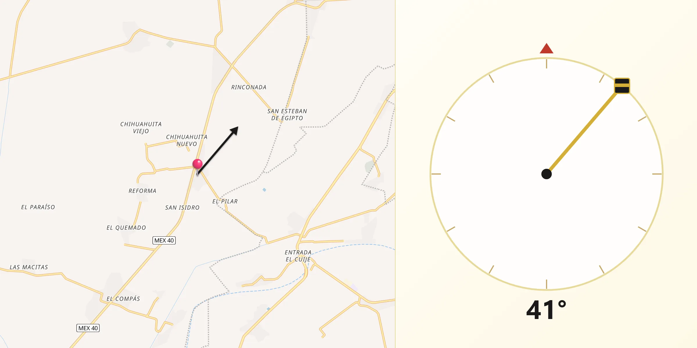 Dirección de la Qibla desde Santa Cruz Luján