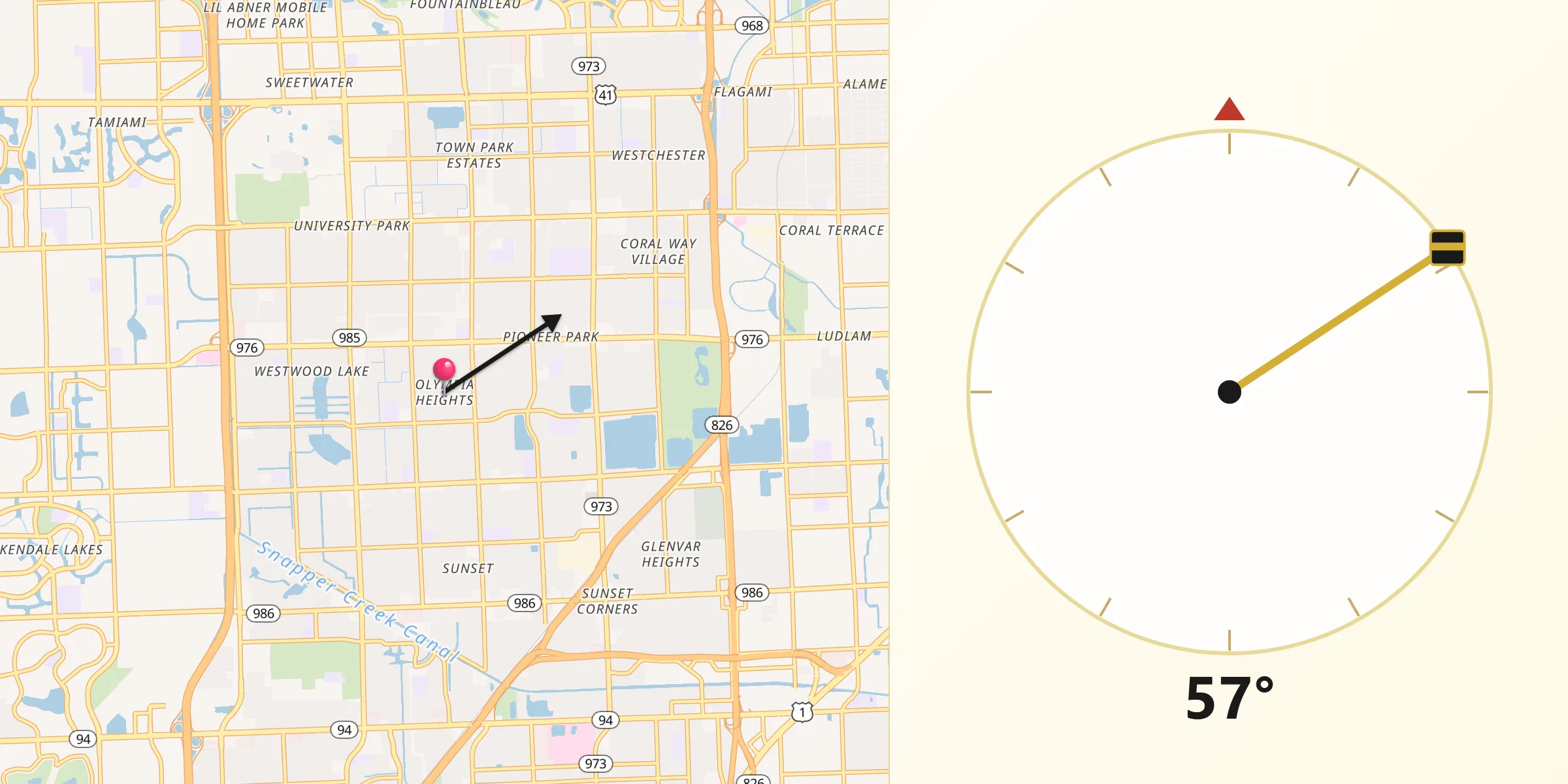 Qibla Direction from Olympia Heights