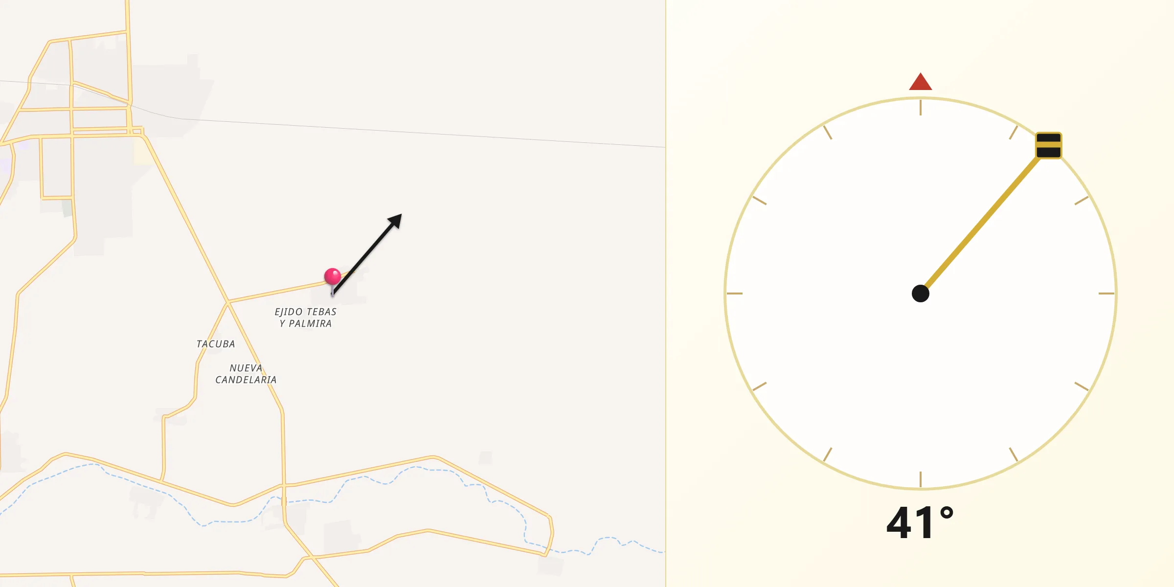 Dirección de la Qibla desde El Nilo