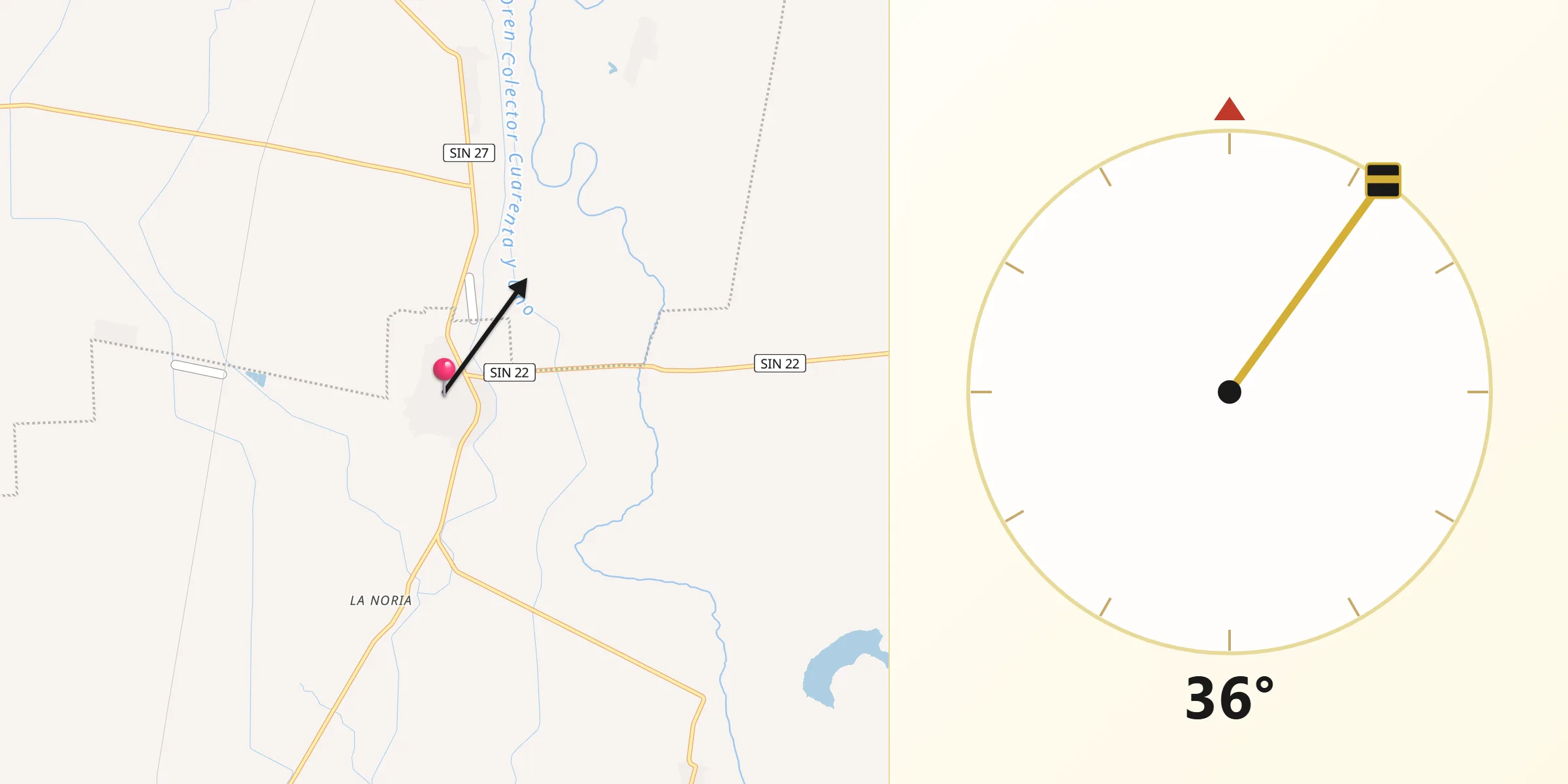 Dirección de la Qibla desde La Trinidad