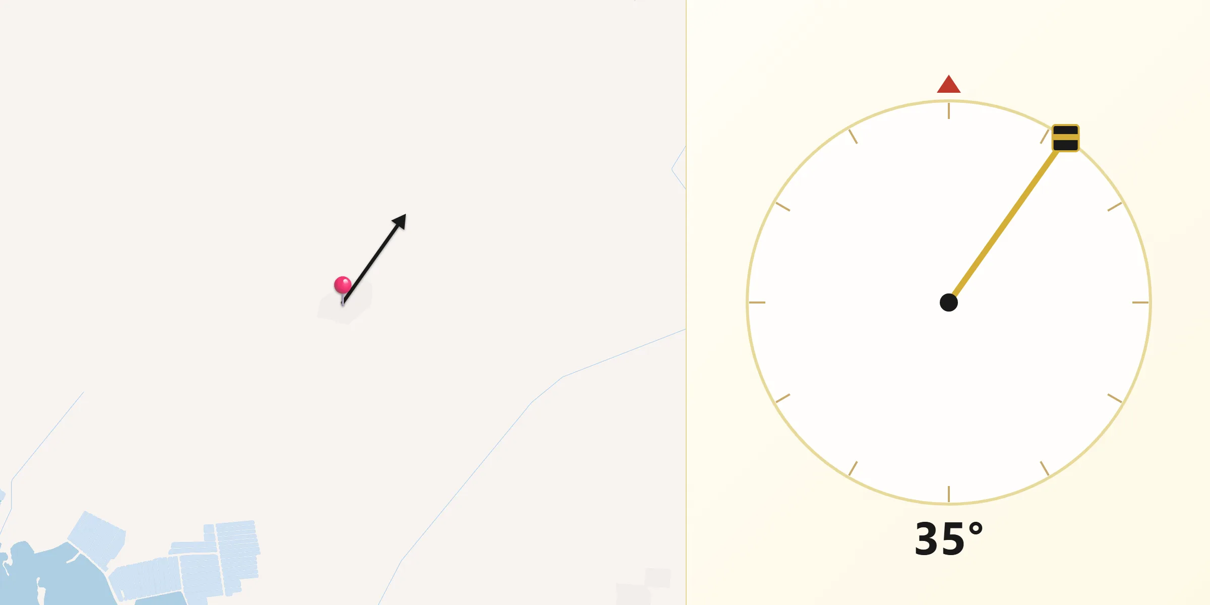 Dirección de la Qibla desde Bachomobampo Número Dos