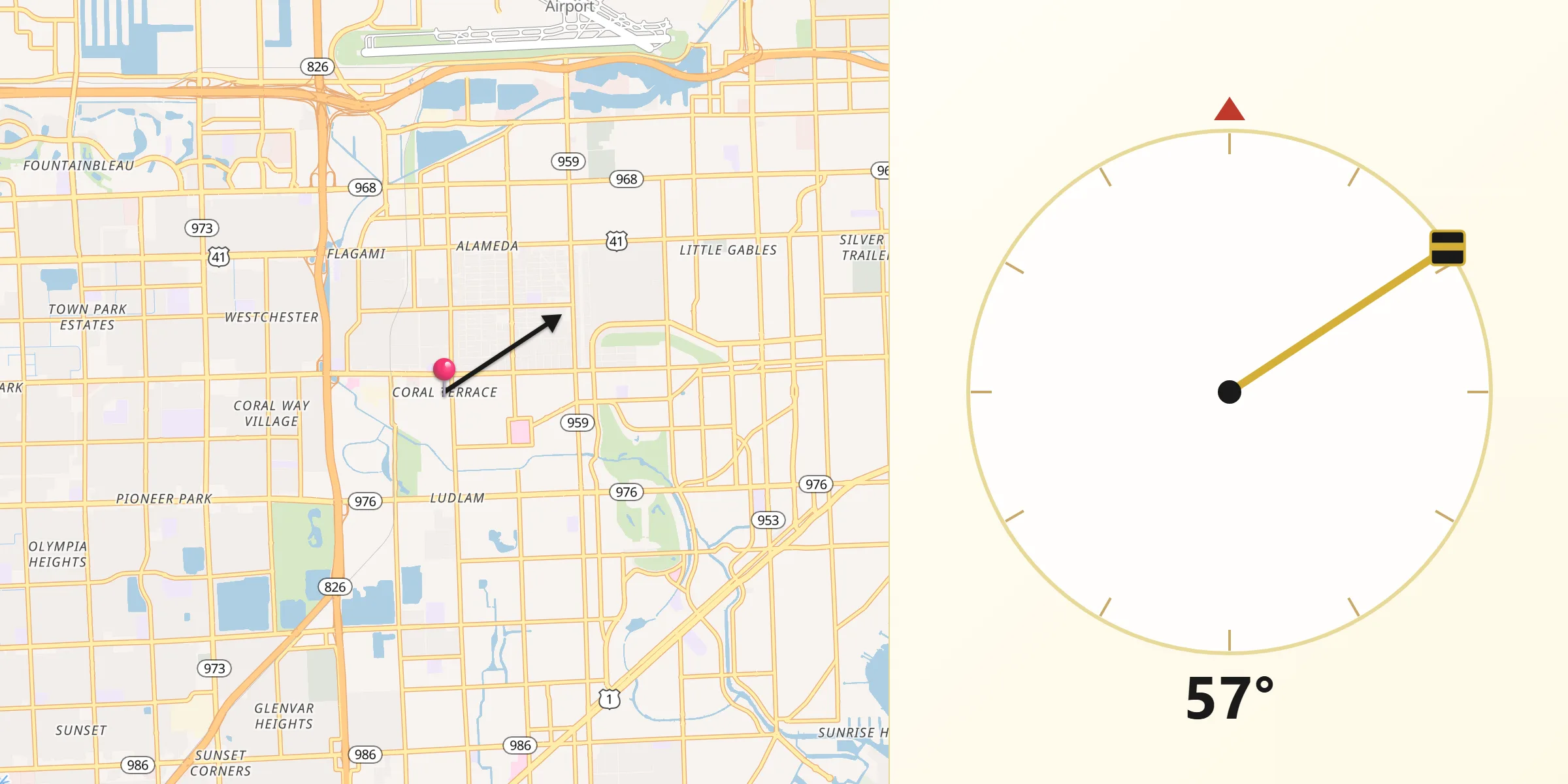 Qibla Direction from Coral Terrace