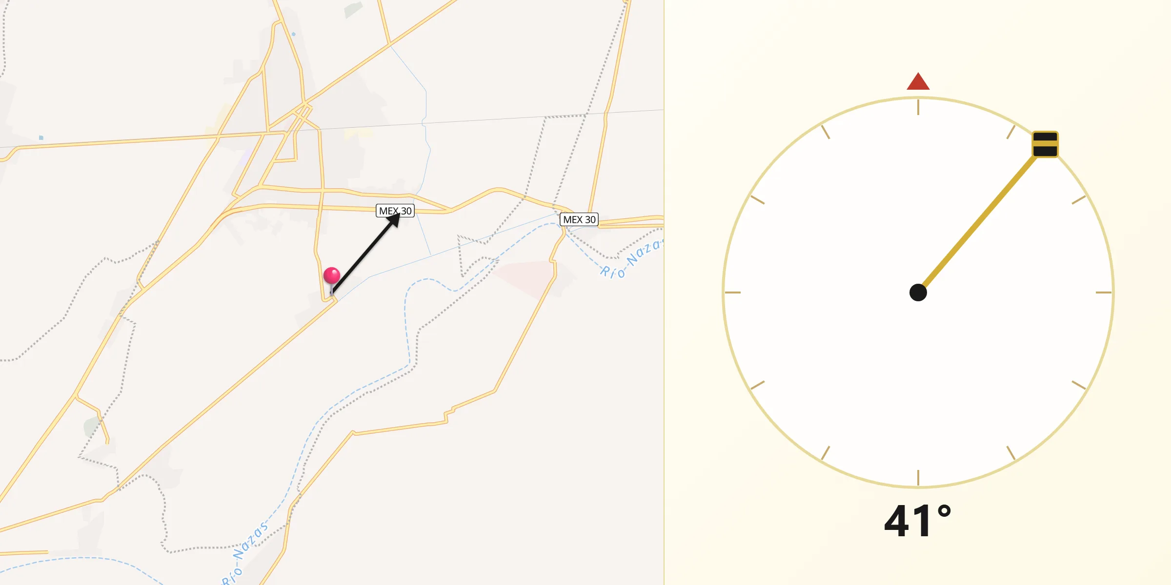 Dirección de la Qibla desde Jaboncillo