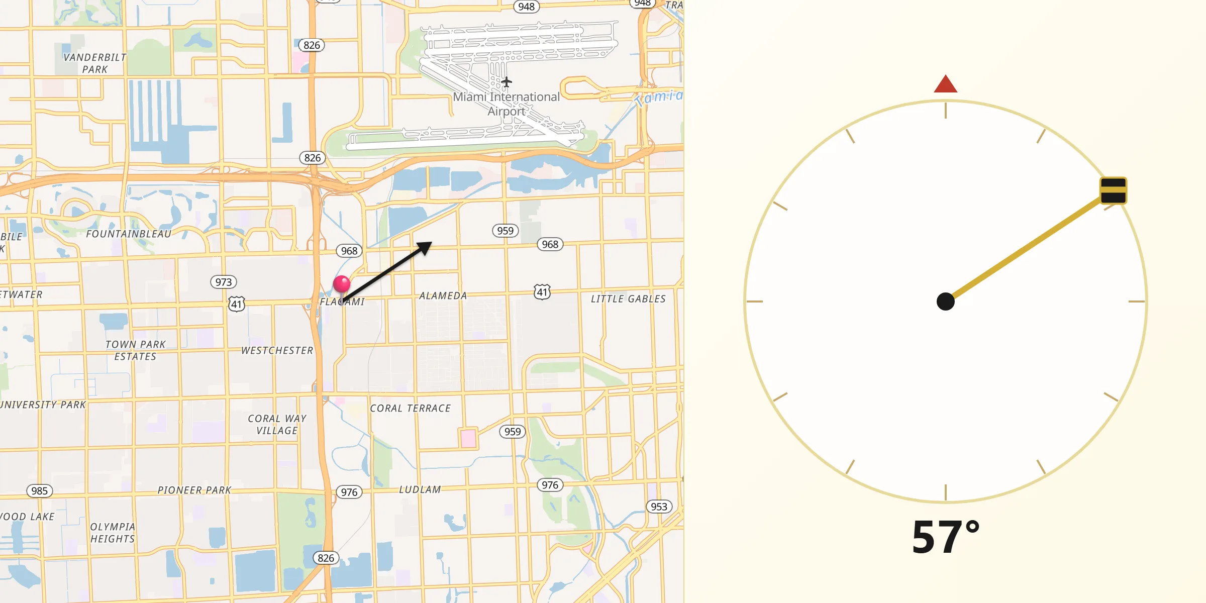 Qibla Direction from Flagami