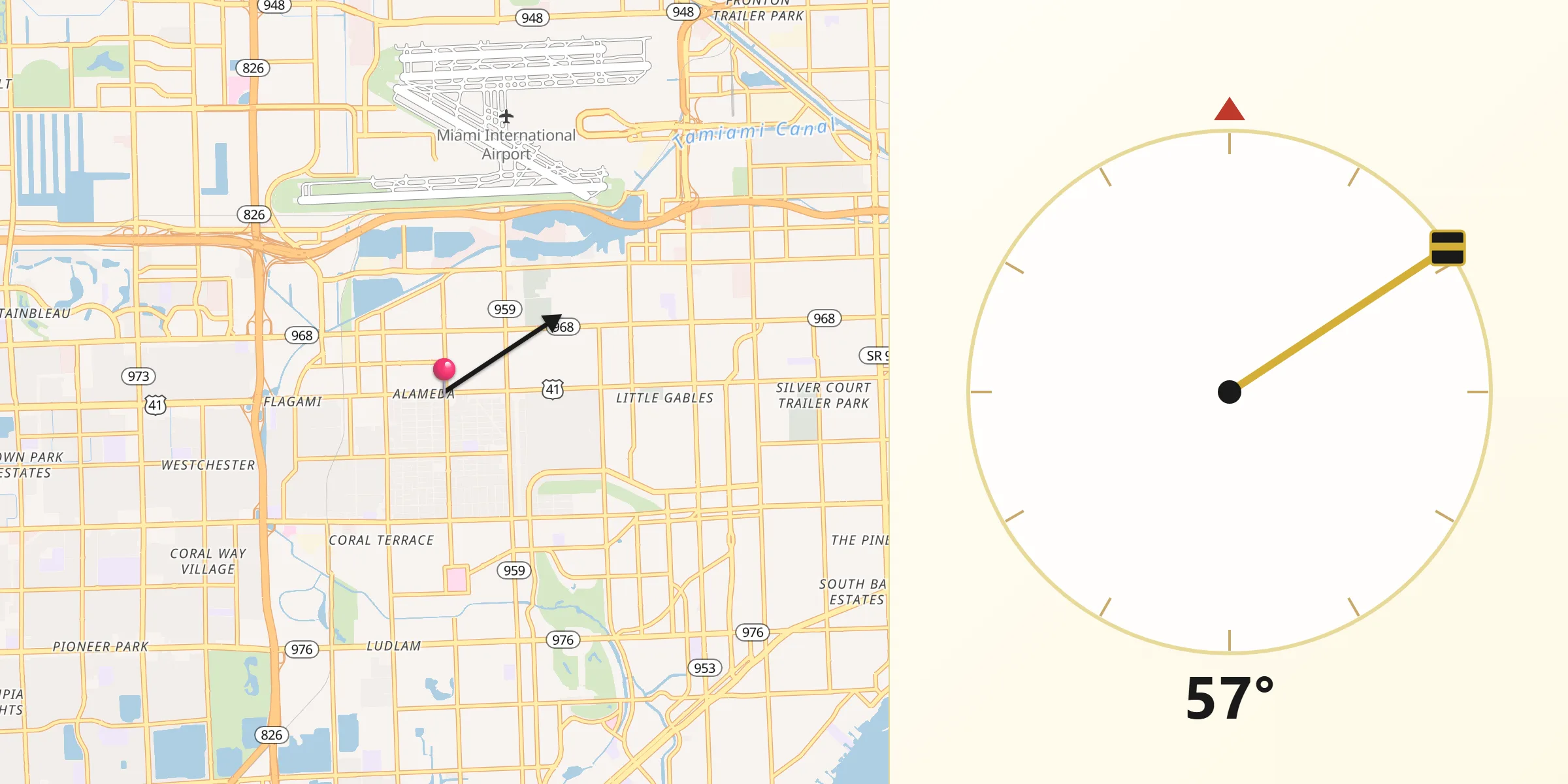 Qibla Direction from West Miami