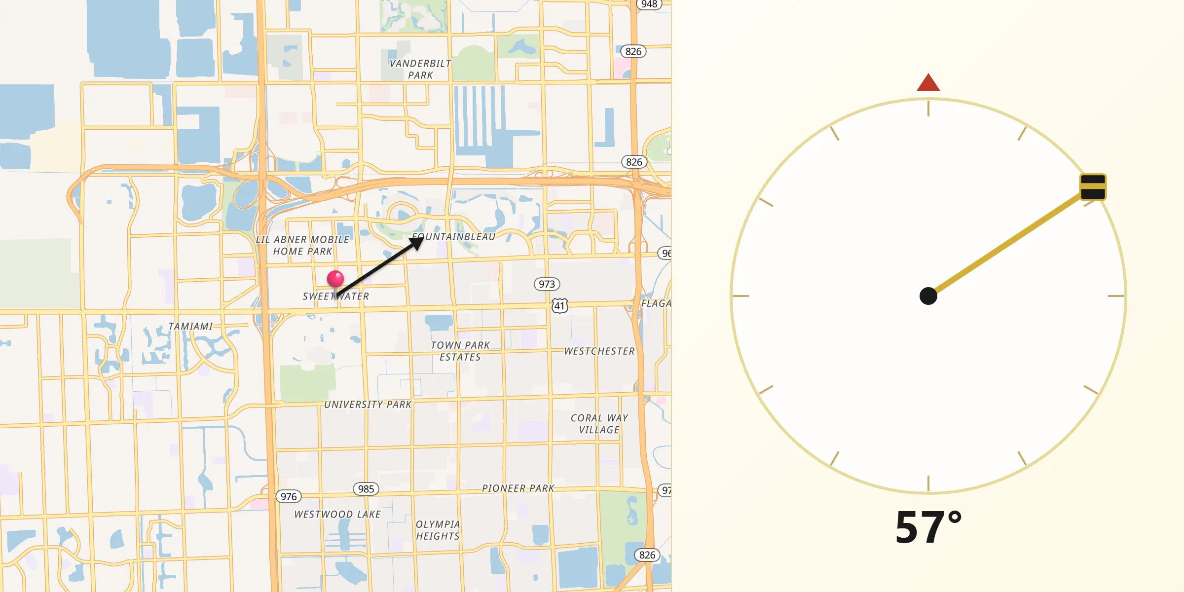 Qibla Direction from Sweetwater