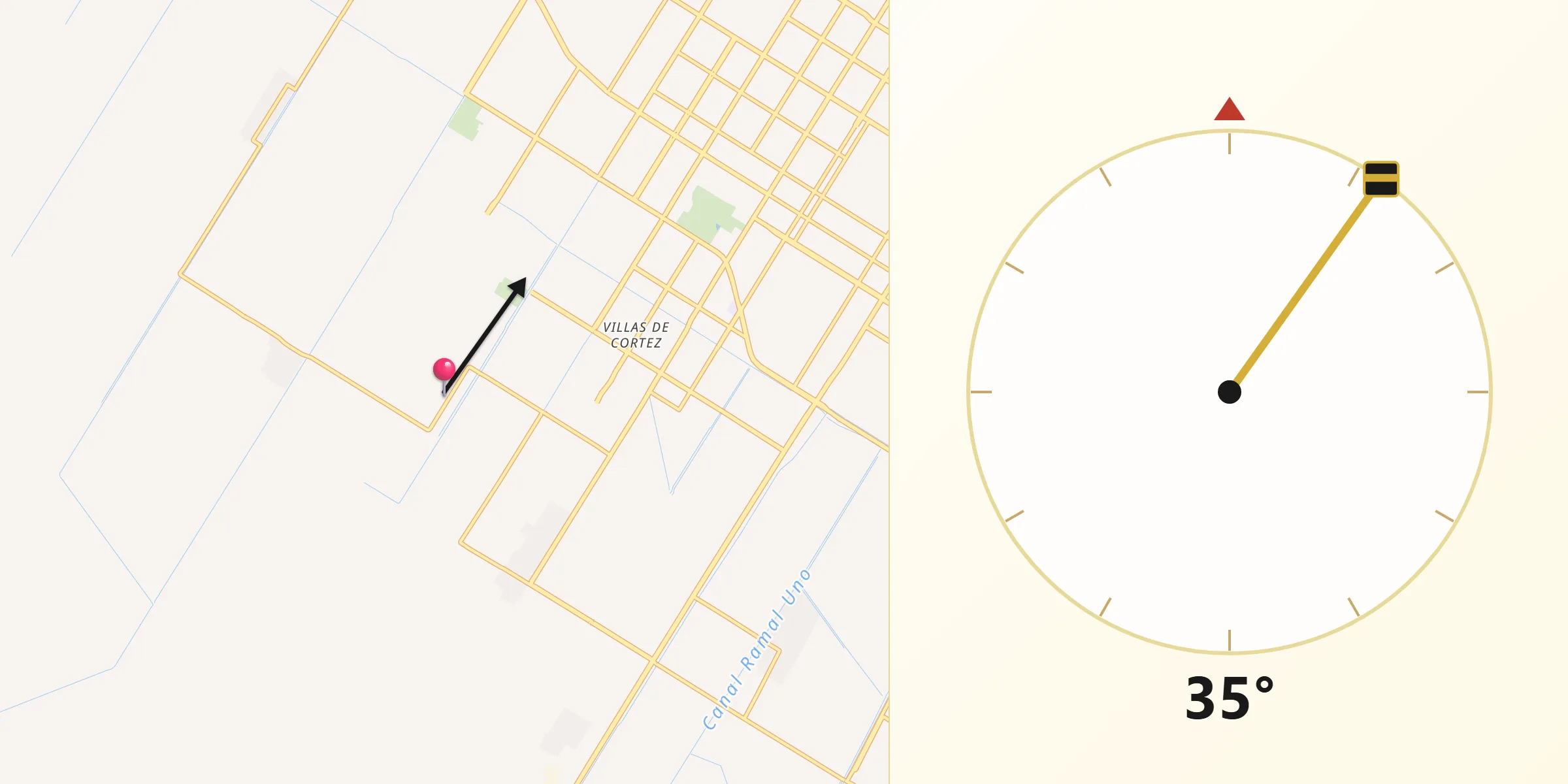Dirección de la Qibla desde Plan de Ayala (Campo Cinco)