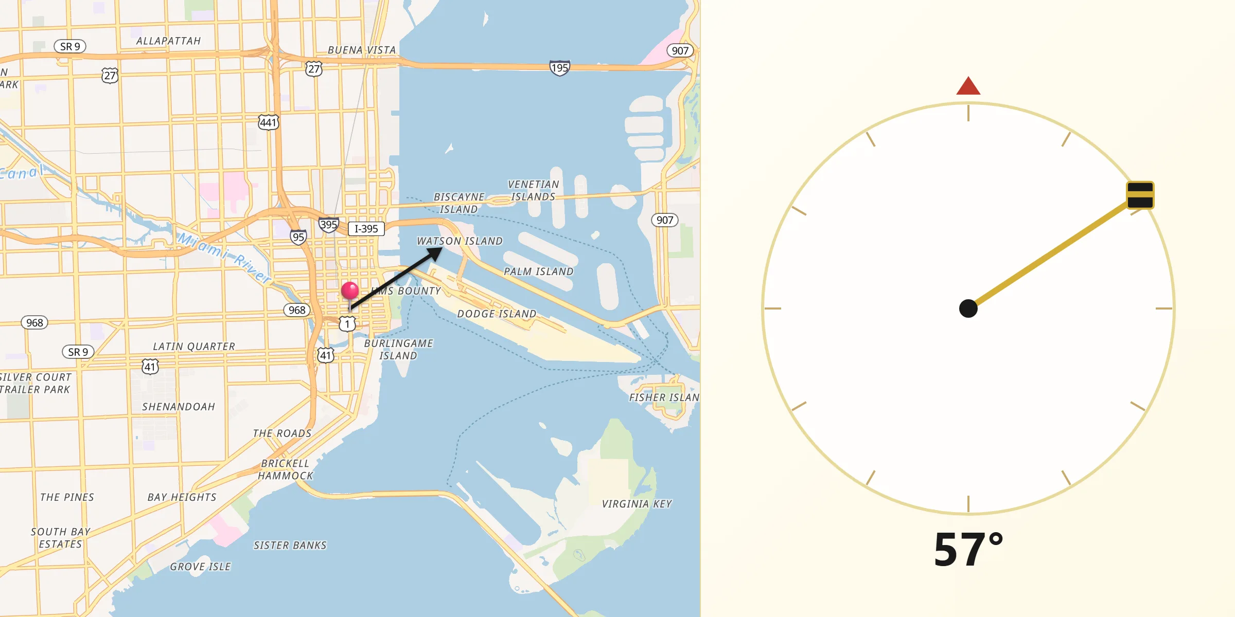Direzione della Qibla da Miami