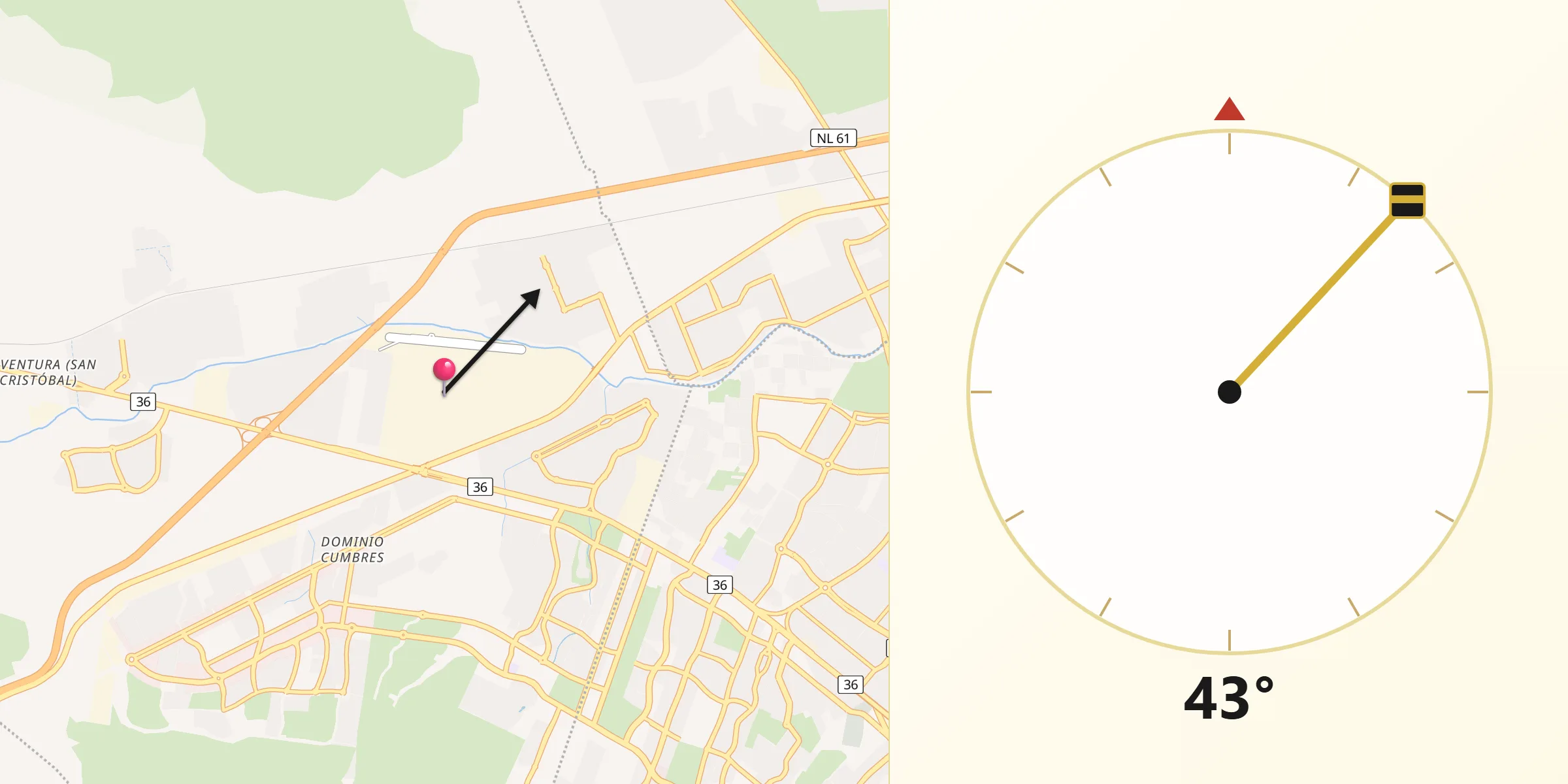 Dirección de la Qibla desde Parque Industrial Ciudad Mitras