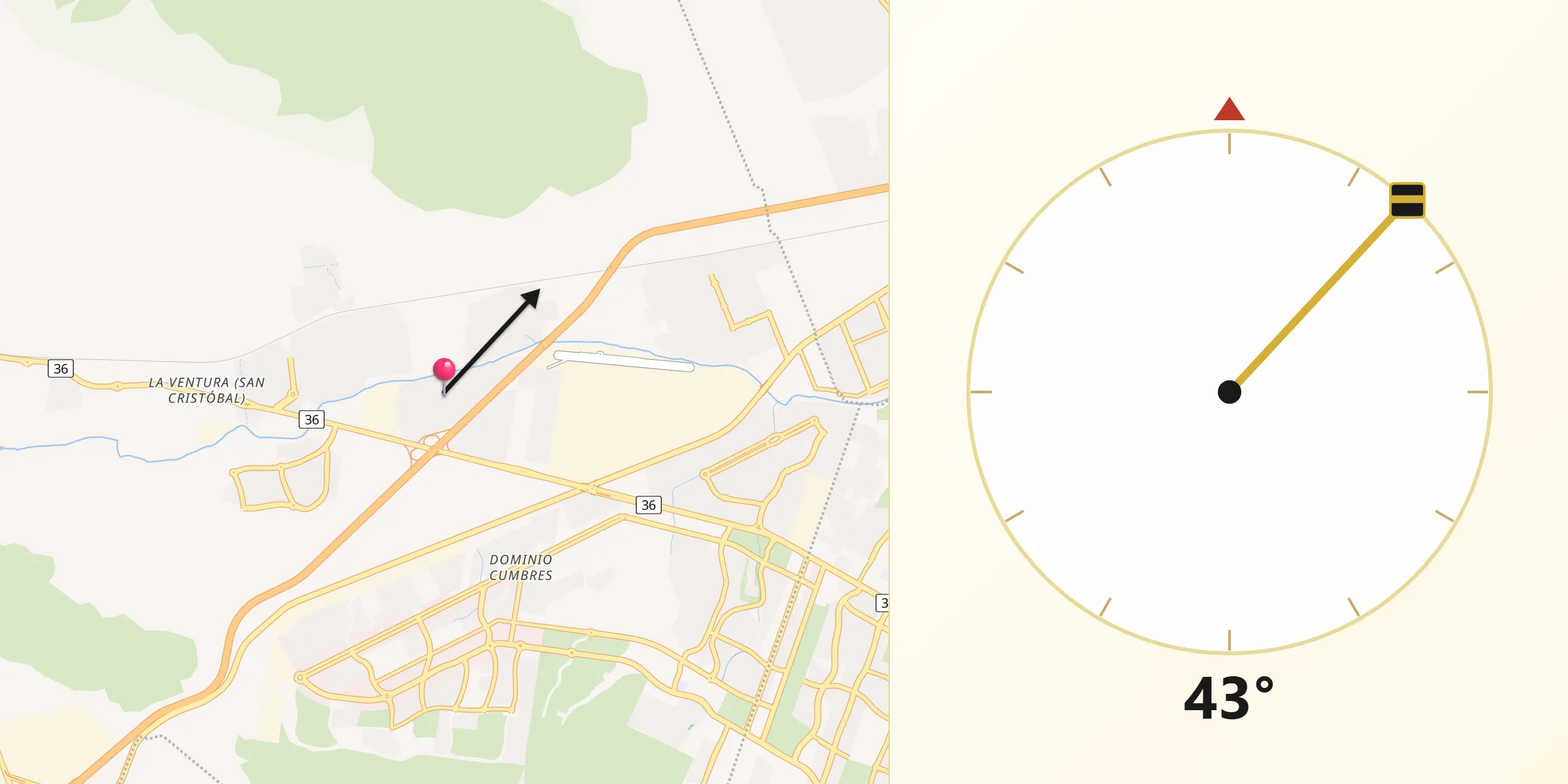 Dirección de la Qibla desde Los Parques