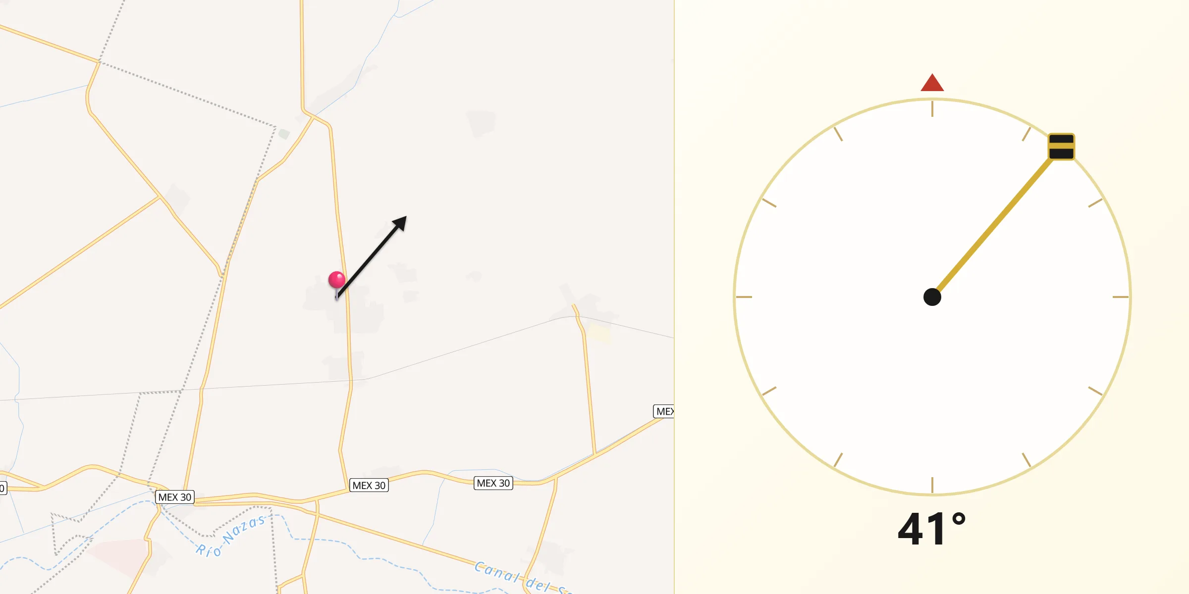 Dirección de la Qibla desde Luchanas