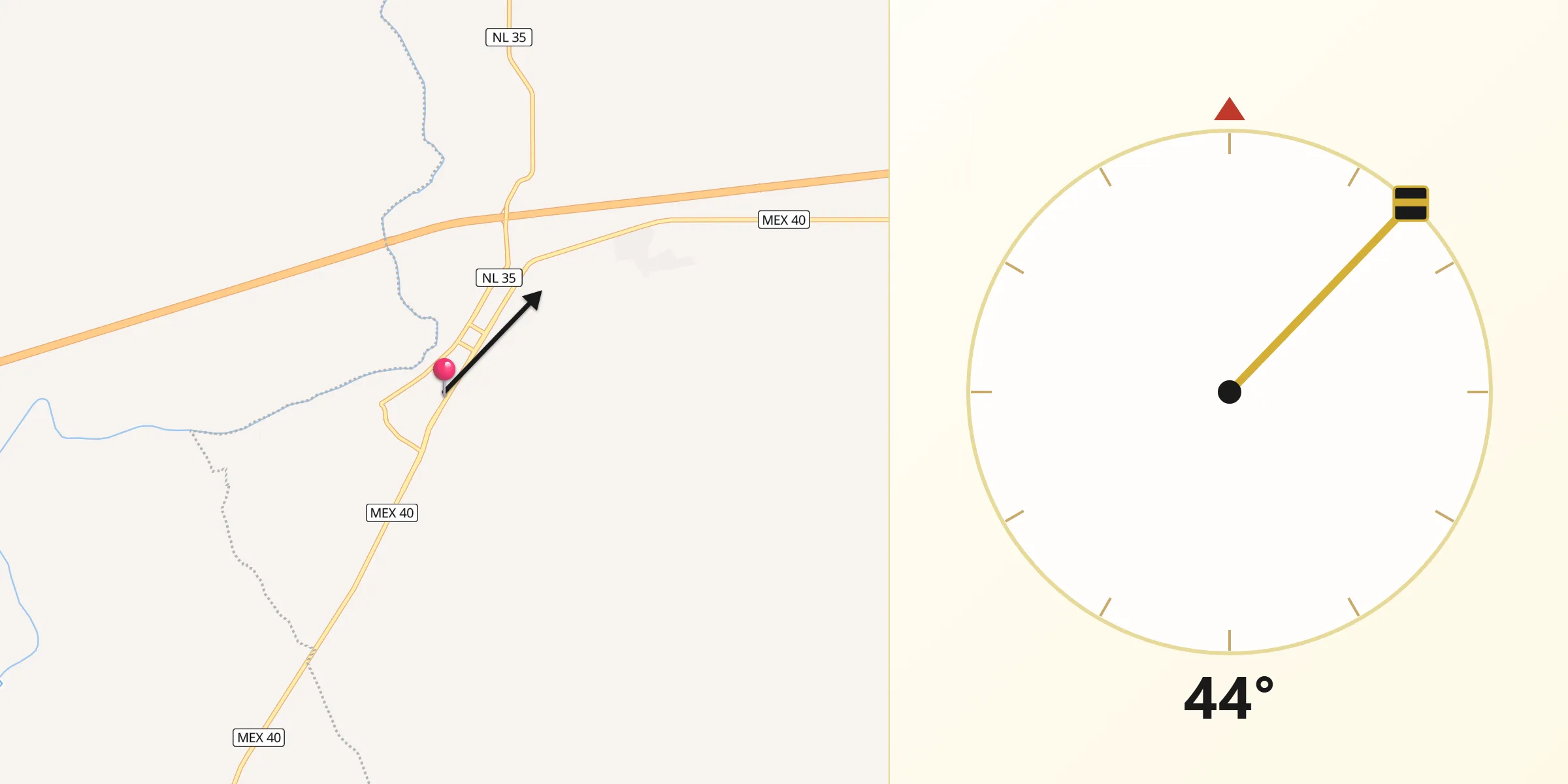 Dirección de la Qibla desde General Bravo