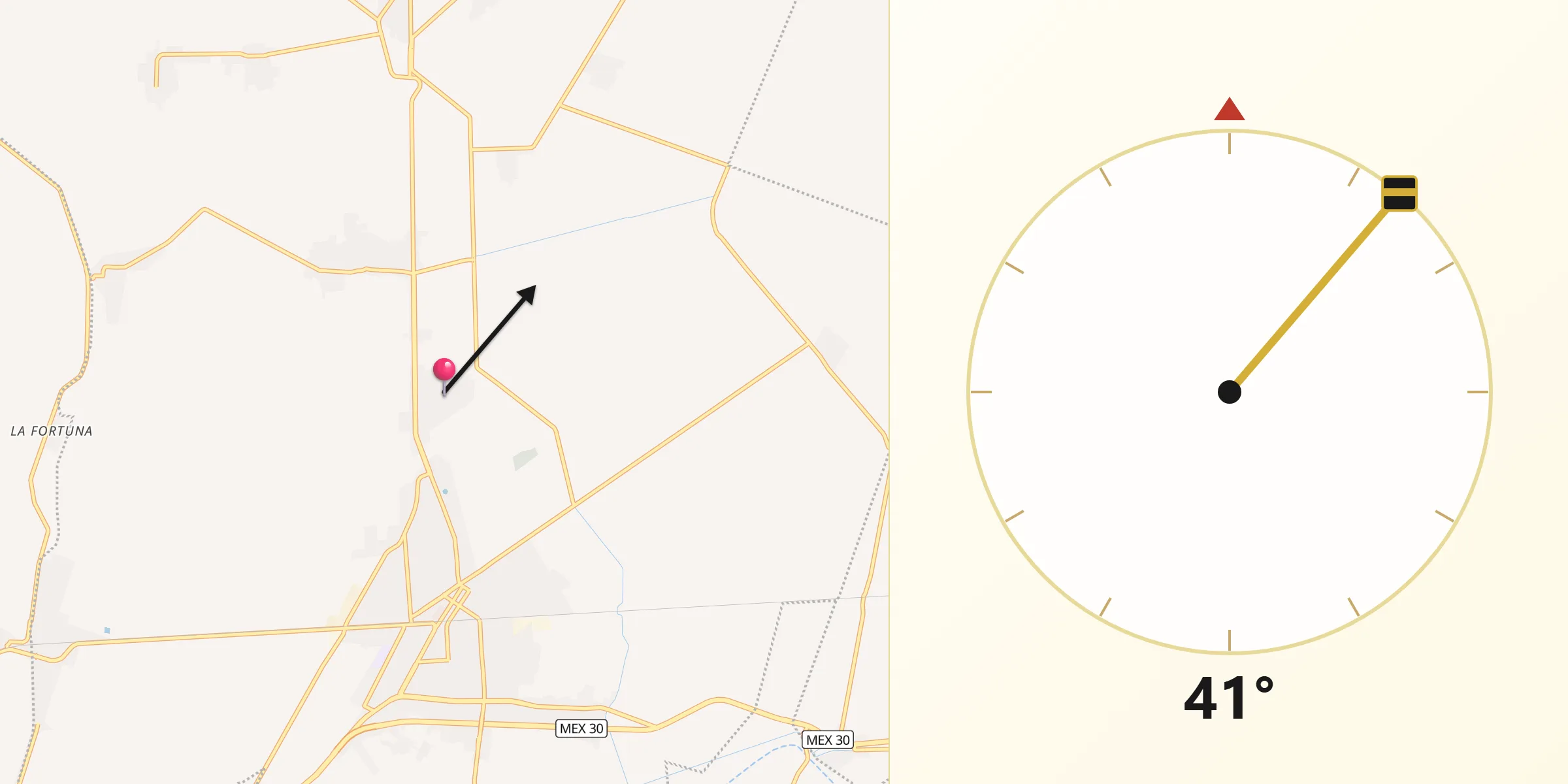 Dirección de la Qibla desde Virginias