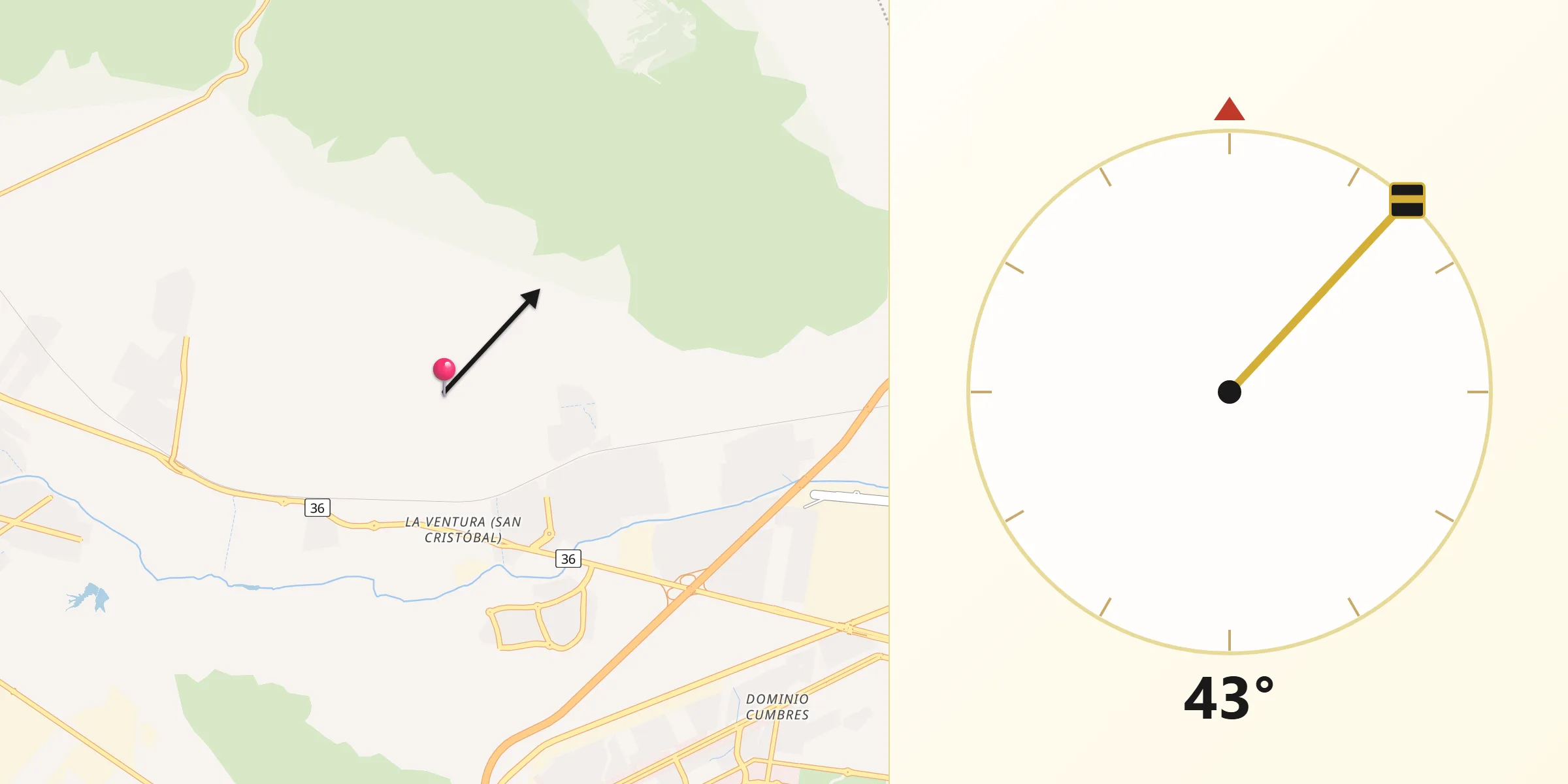 Dirección de la Qibla desde El Fraile