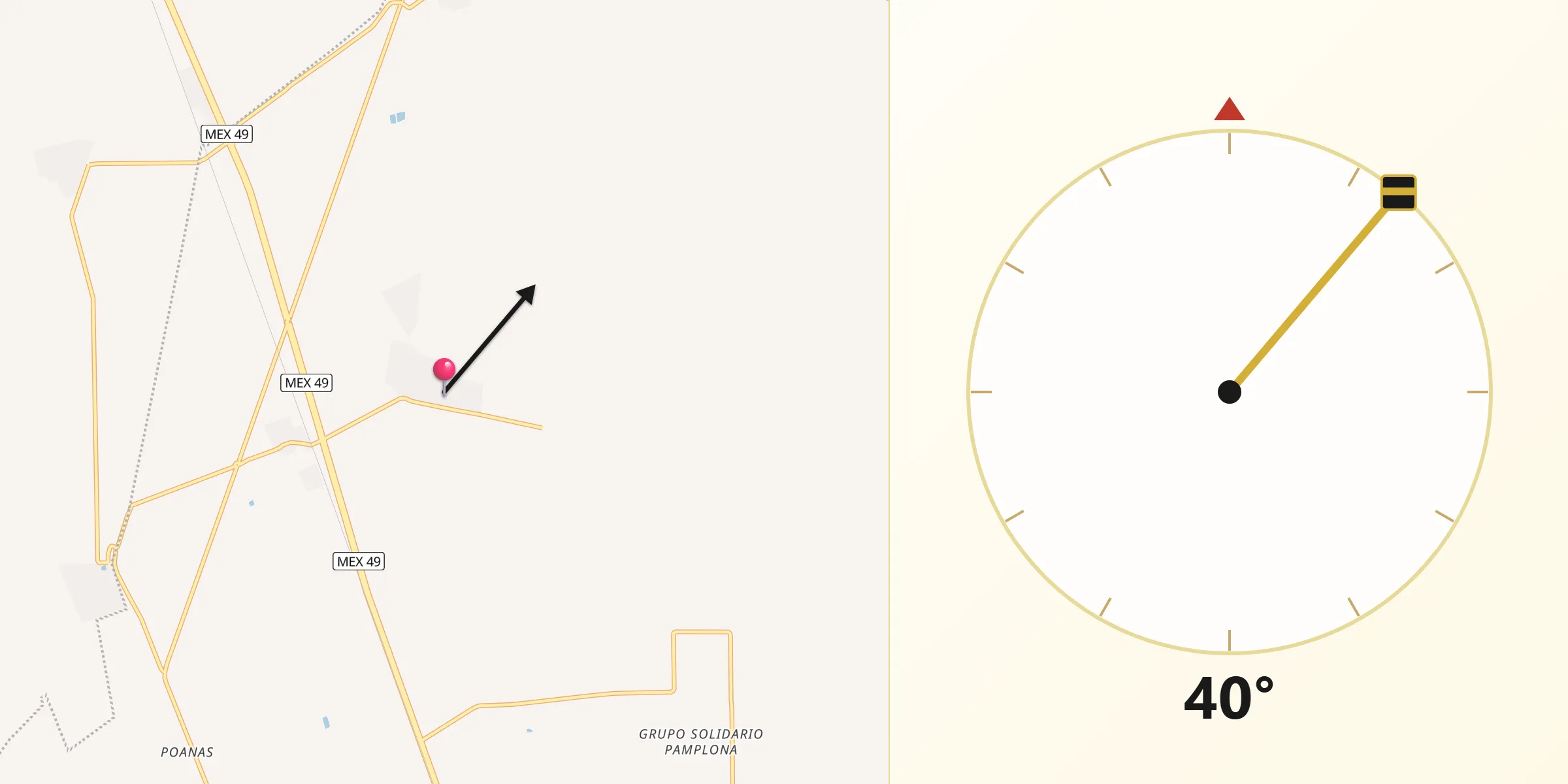 Dirección de la Qibla desde Seis de Octubre