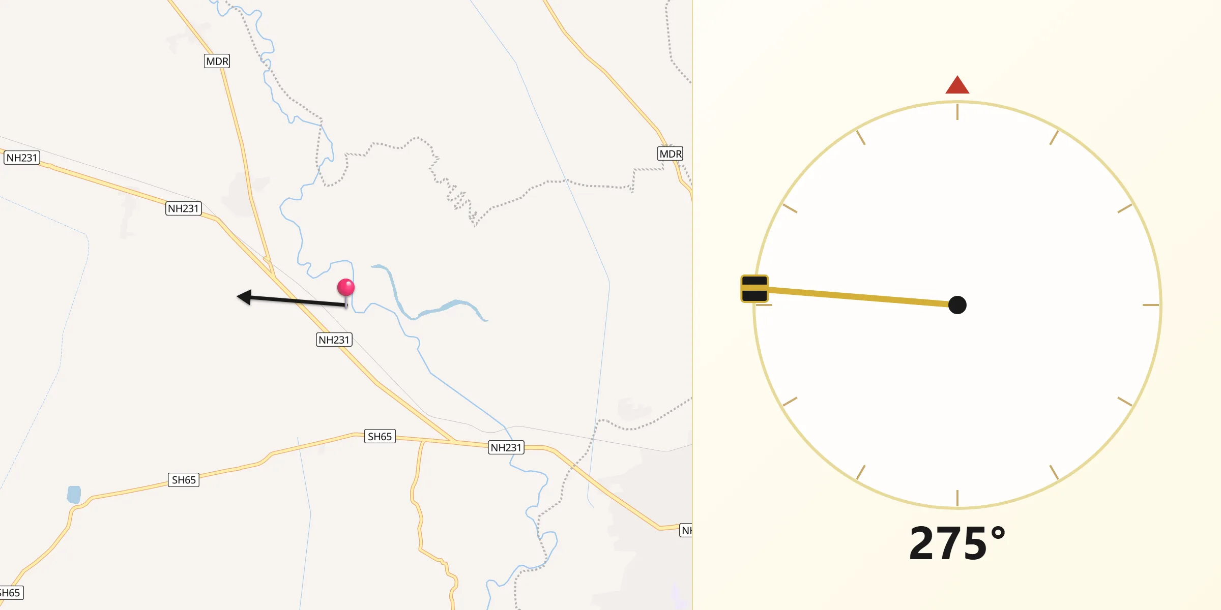 Qibla Direction from Purnia