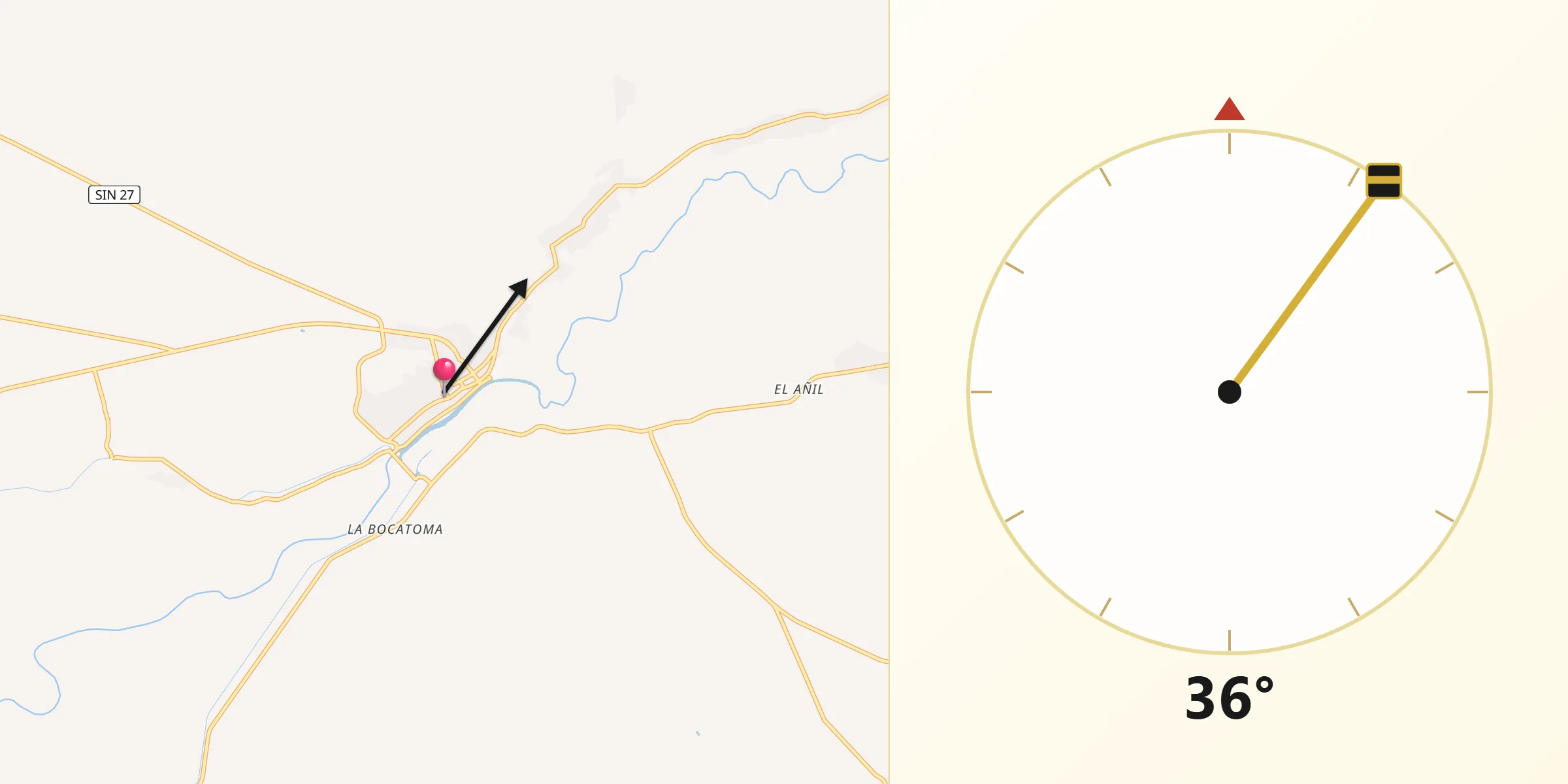 Dirección de la Qibla desde Sinaloa de Leyva