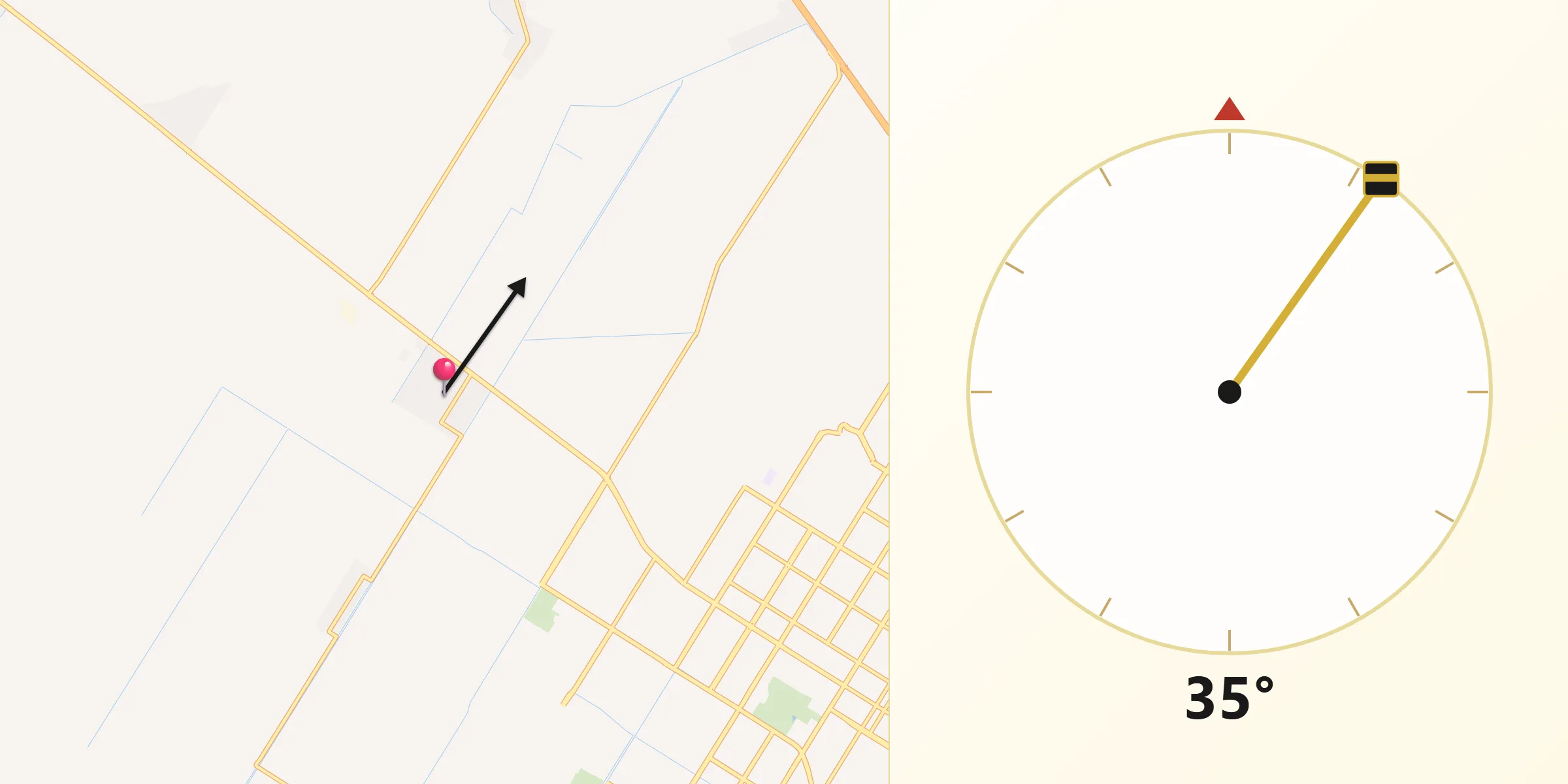 Dirección de la Qibla desde Mochis